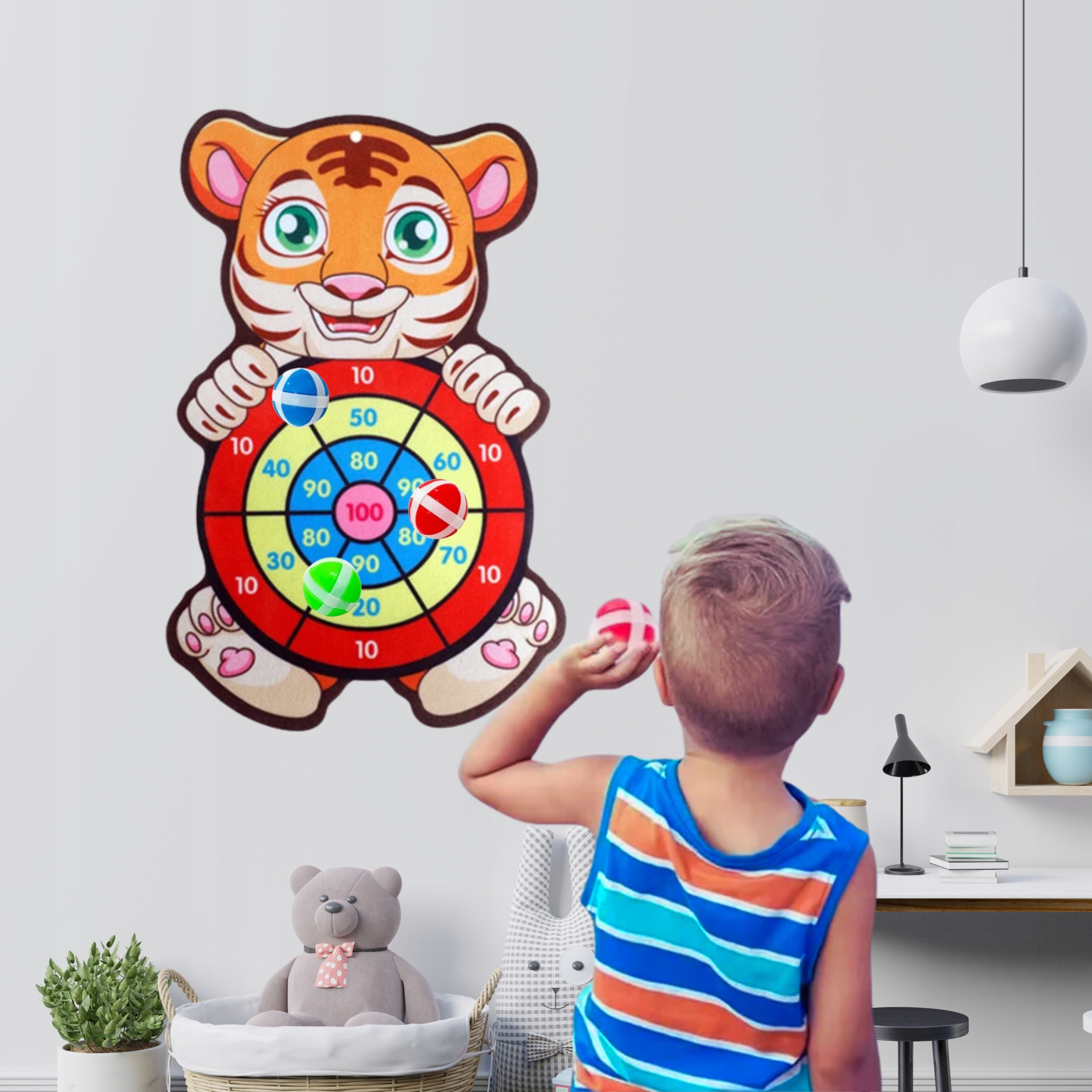 GRA ZRĘCZNOŚCIOWA TYGRYSEK NA RZEPY BEZPIECZNE RZUTKI LOTKI TARCZA DART Minimalny wiek dziecka 3