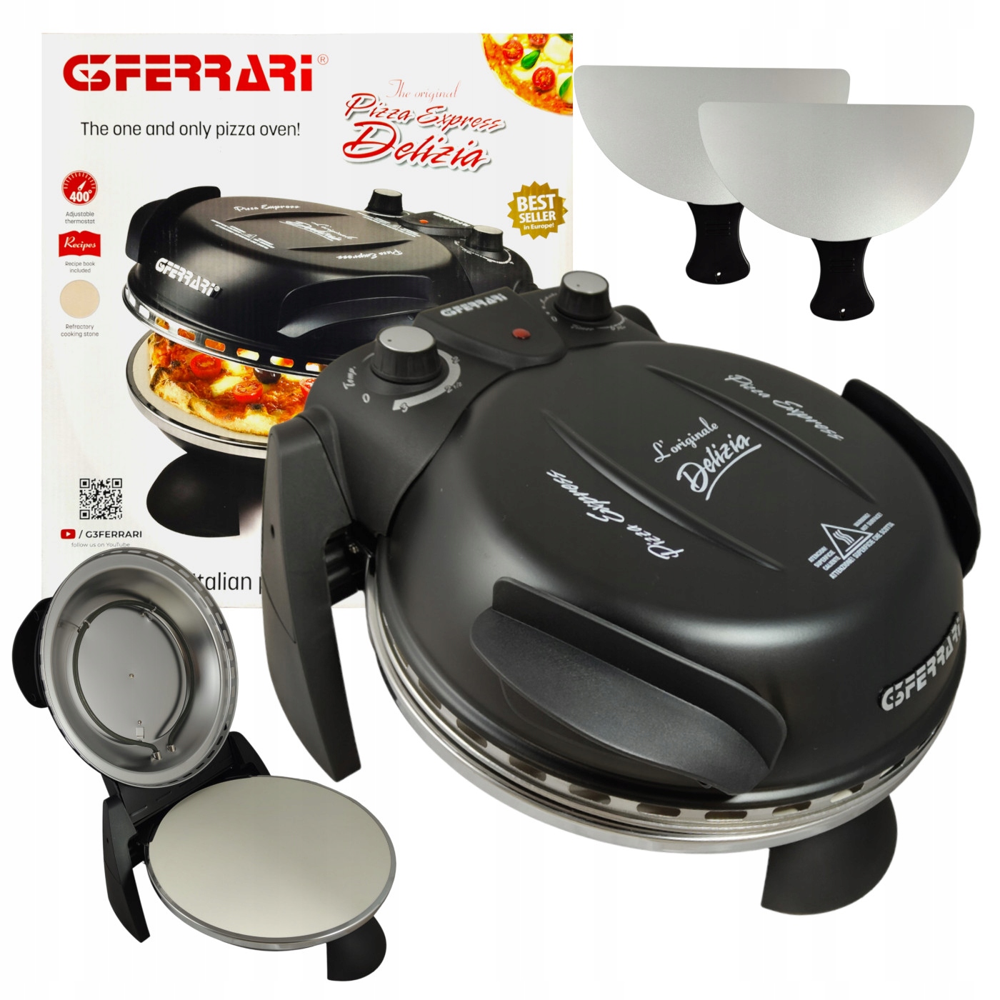 Pec na pizzu G3Ferrari G10006 10 1200W Minutnik Termostat Čierna