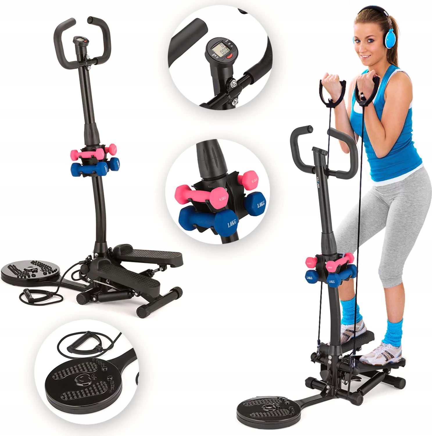 Stepper Z Kolumną Twisterem I Hantelkami Licznik Zestaw 3W1 XST1000 Gymtek