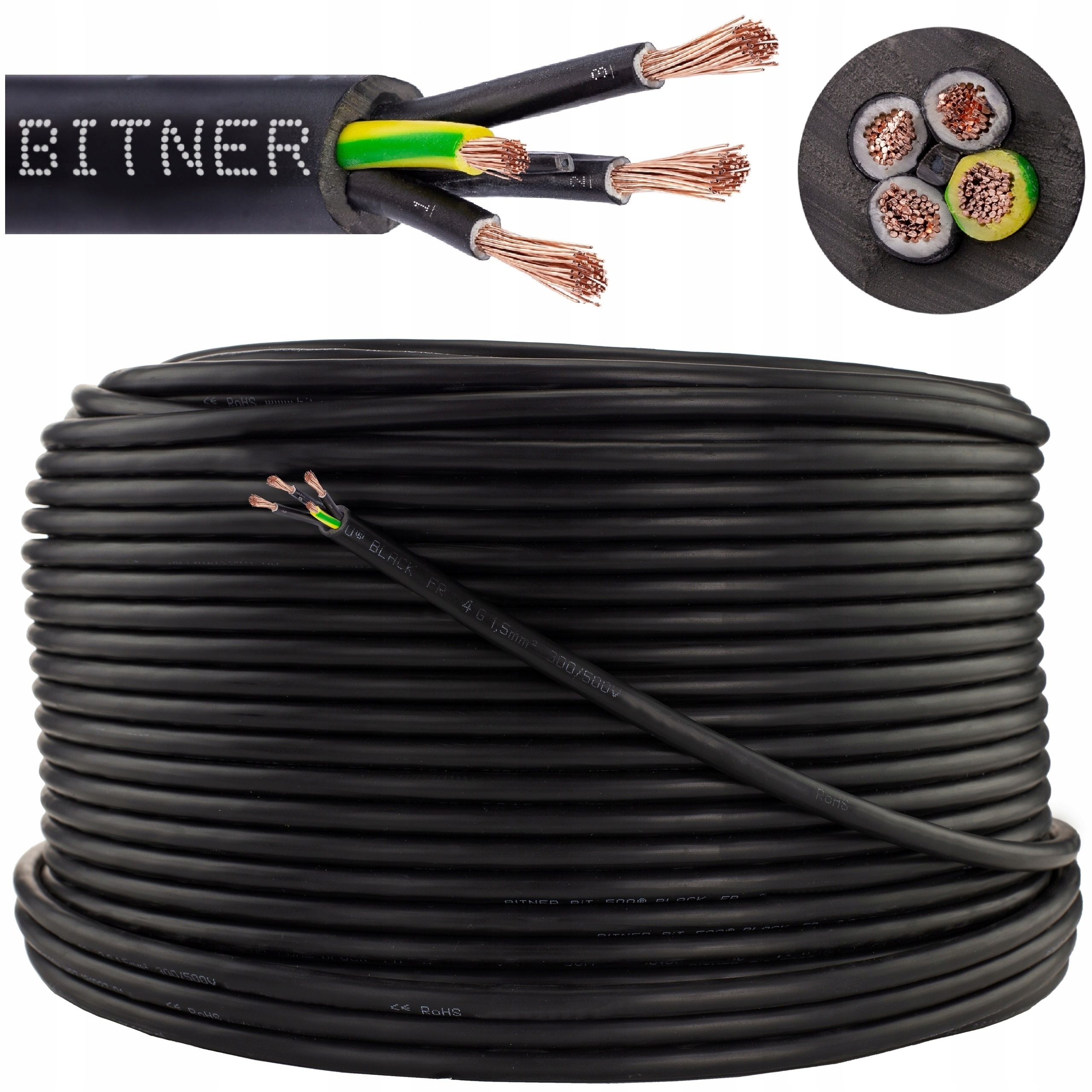 Kabel prądowy ziemny linka 4x1,5 zewnętrzny 25m