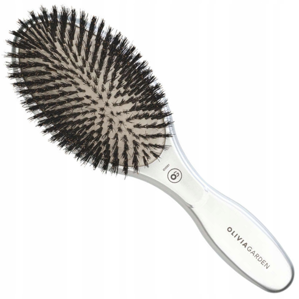 Olivia Garden Expert Kartáč na vlasy Care Oval Boar stříbrný
