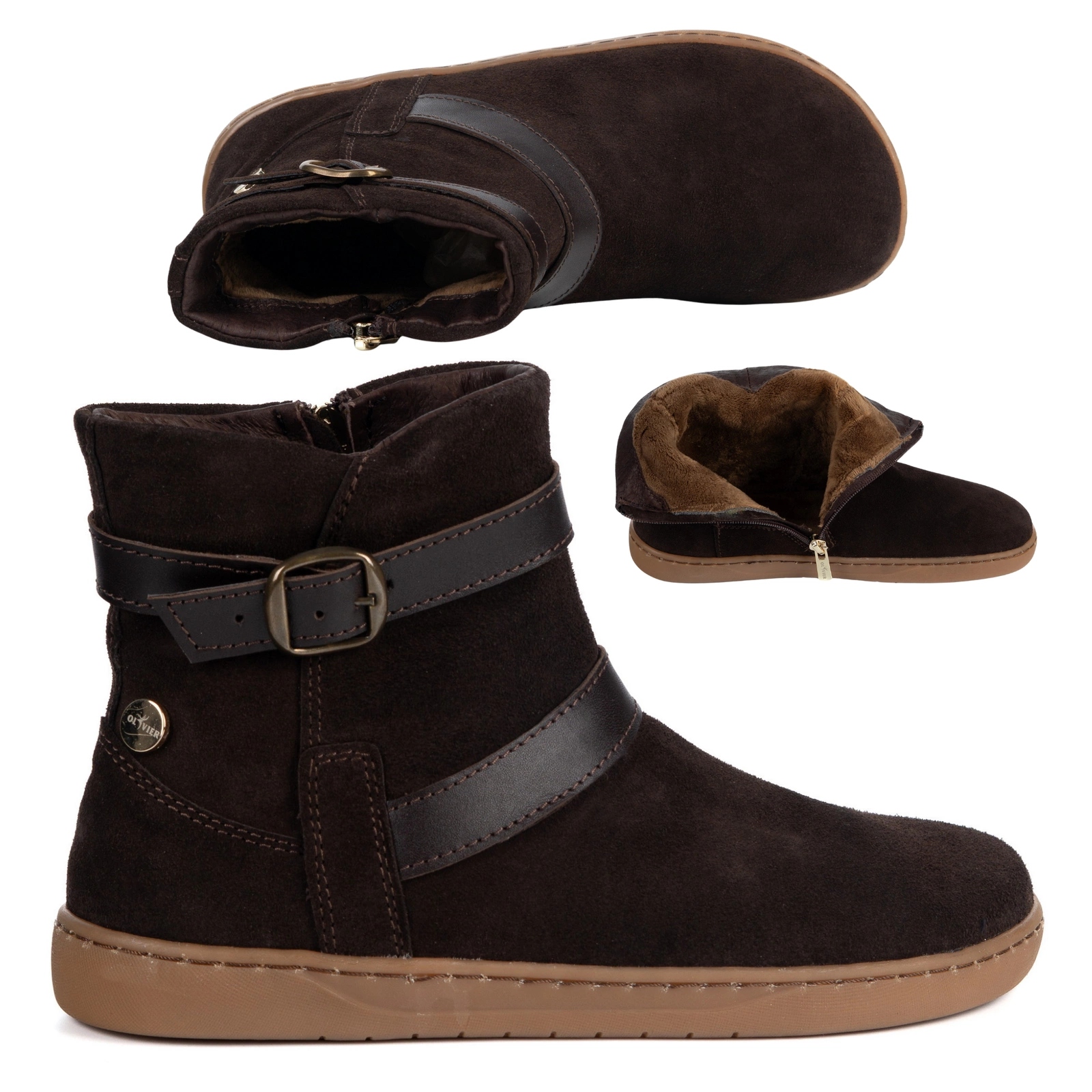 Dámské kotníkové boty barefoot zimní semišové kožené boty Jasper hnědé 37