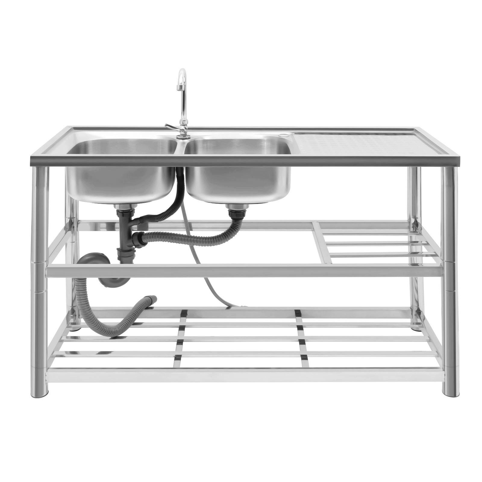 Dvoumiskovový Nerezový Dřez Pro Komerční Restaurace 120*45*80CM