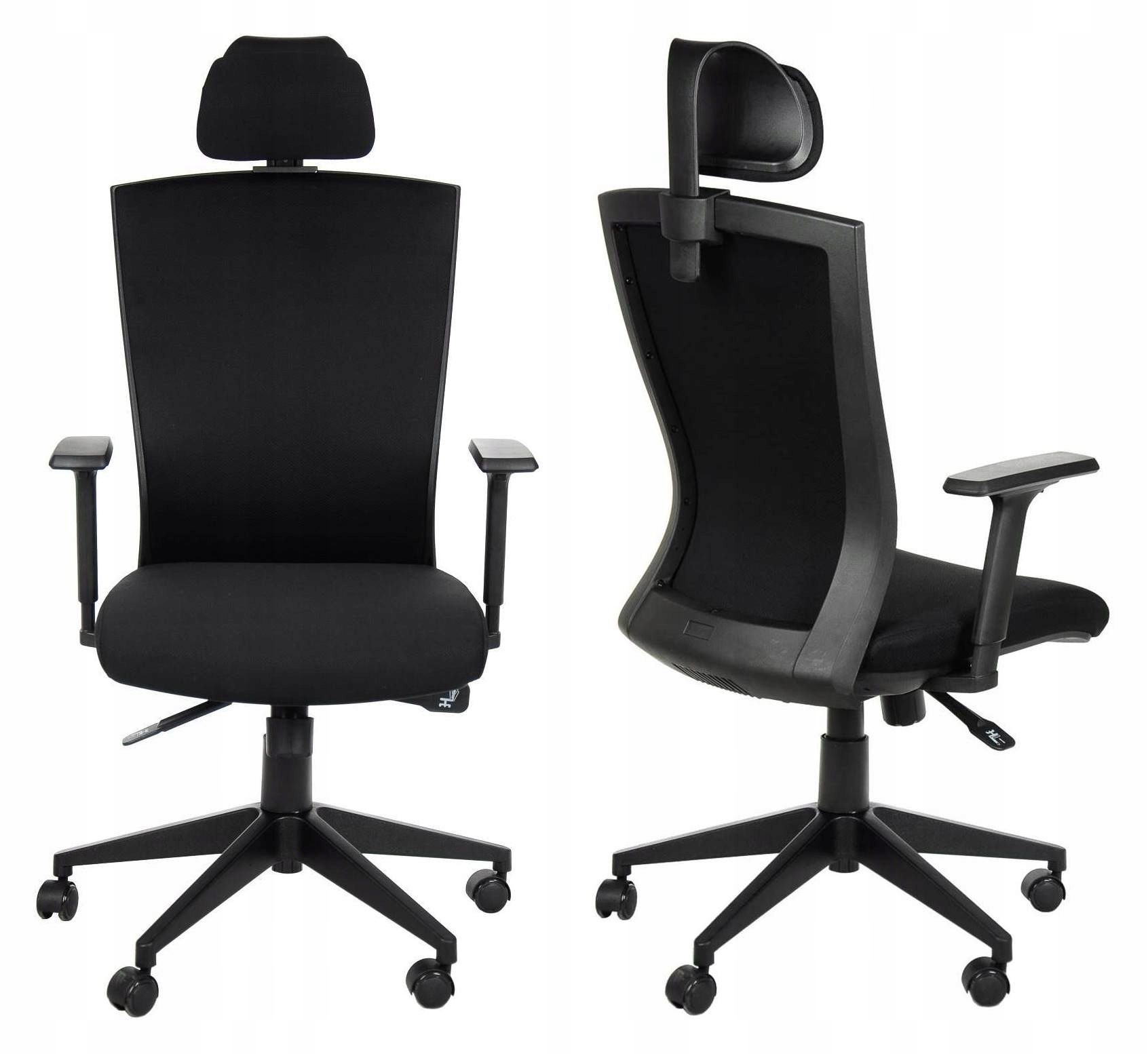 Fotel Biurowy Riki Tkanina Czarny Regulowany Obrotowy Krzesło Komfortowe