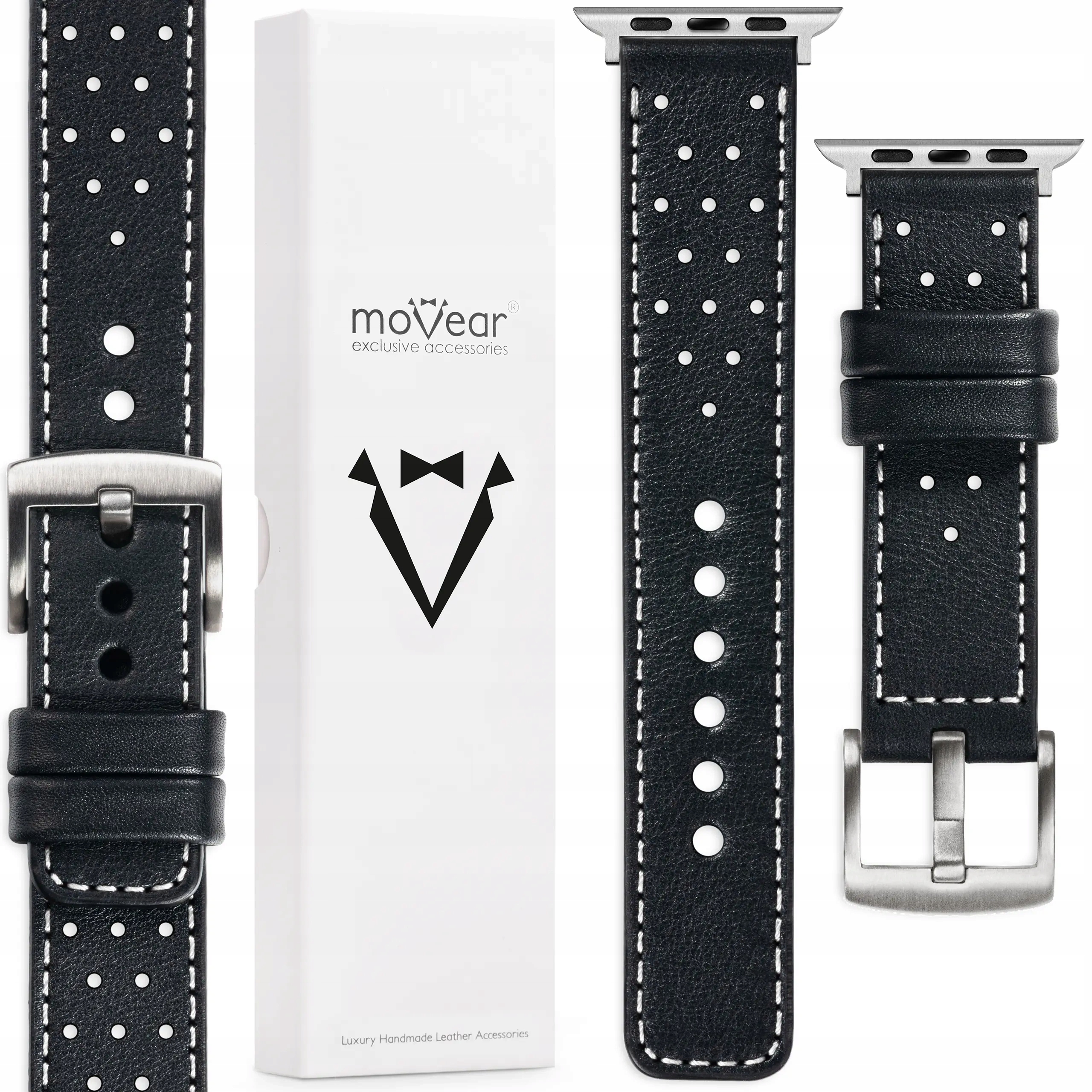 Kožený řemínek pro Apple Watch Ultra 10 9 8 7 6 5 Se Premium Movear