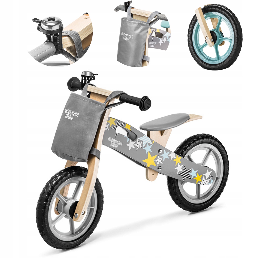 Rowerek Biegowy 12' Dla Dziecka Rower Drewniany Z Torbą Koła Eva