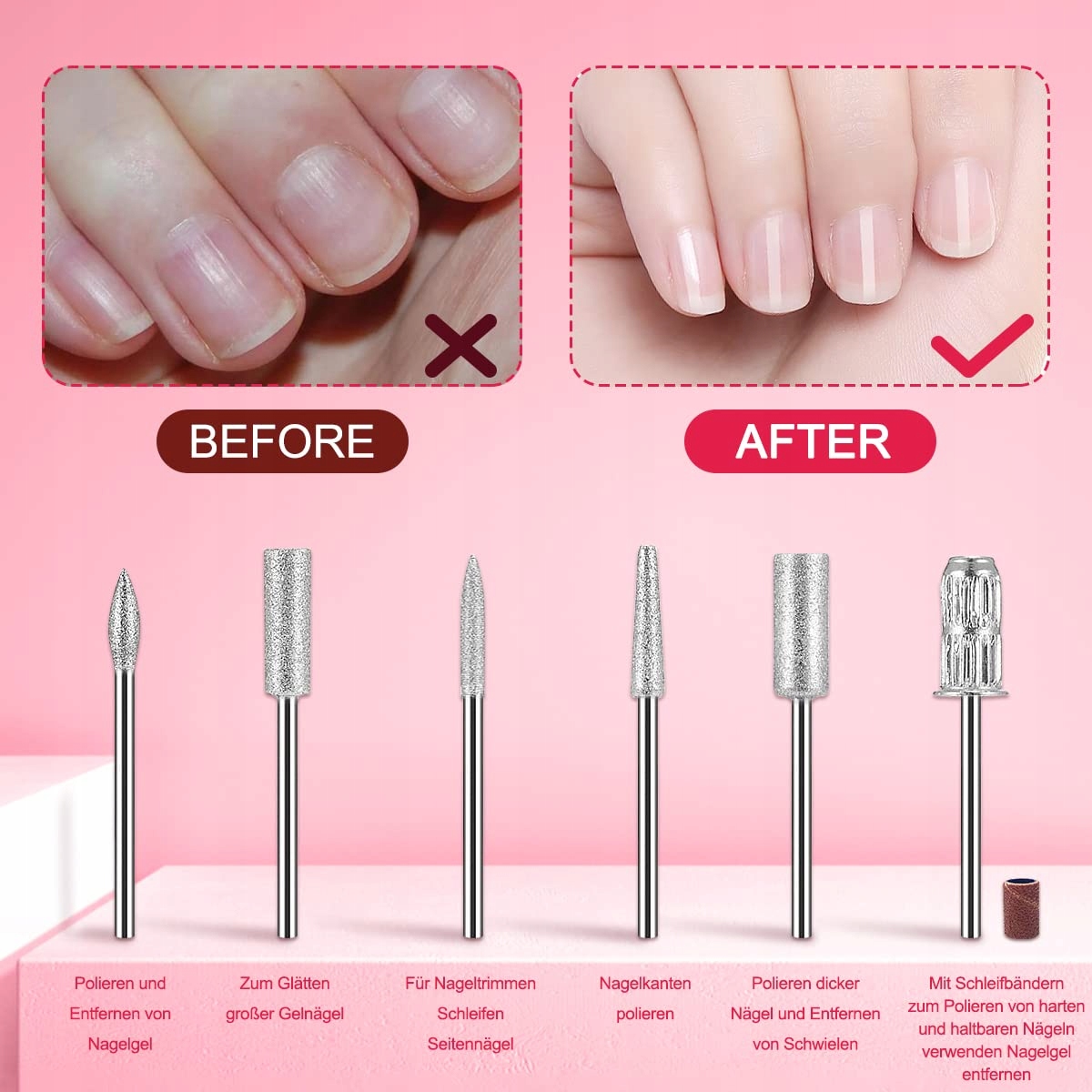 NAILGIRLS Elektryczny Pilnik Do Paznokci Zestaw 11w1 Do Manicure Pedicure — miniatura 4