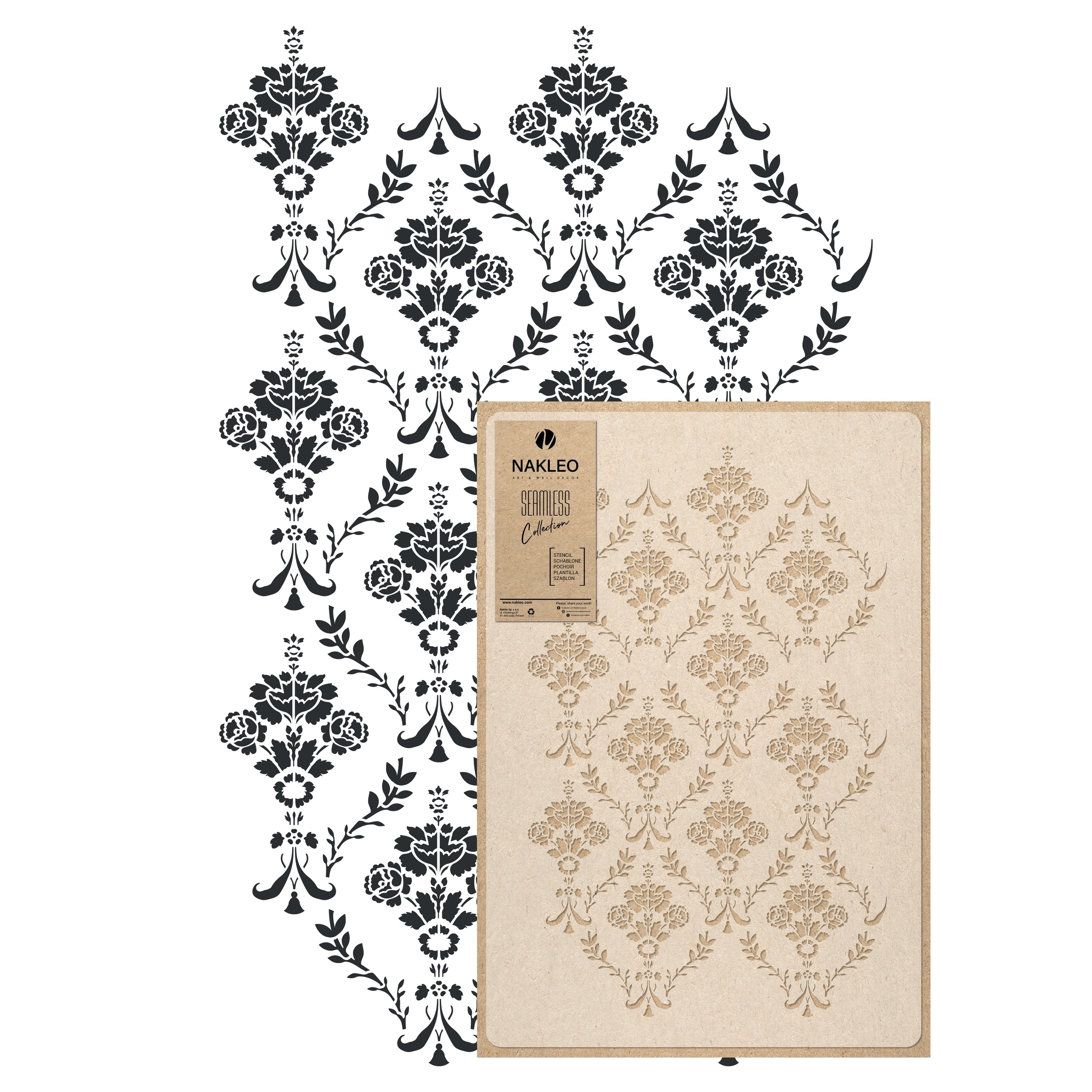 Opakovatelná malířská šablona Opakovaně Použitelný 59x95 cm Tapeta Rose Damask Růže