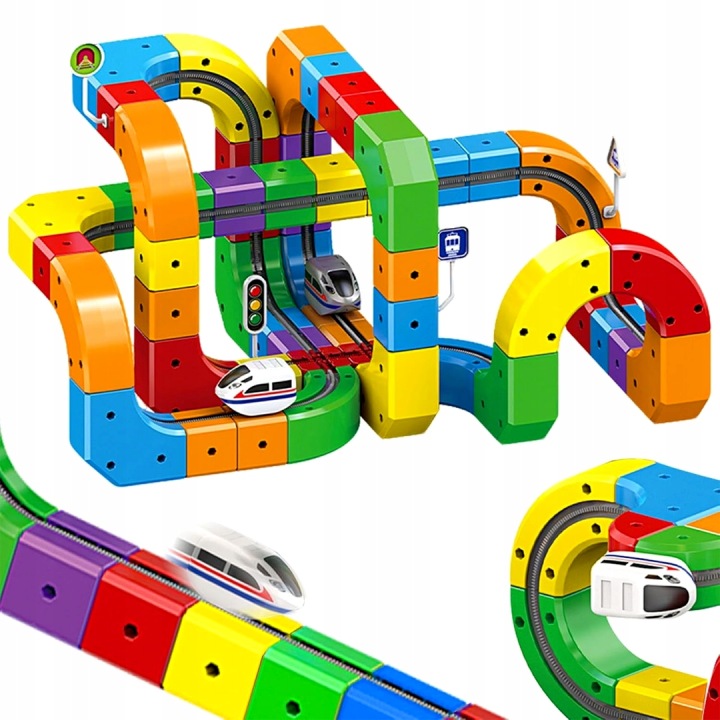 MAGNETYCZNY TOR 3D NOWOCZESNA KOLEJKA POCIĄG DLA DZIECKA ZESTAW 149EL