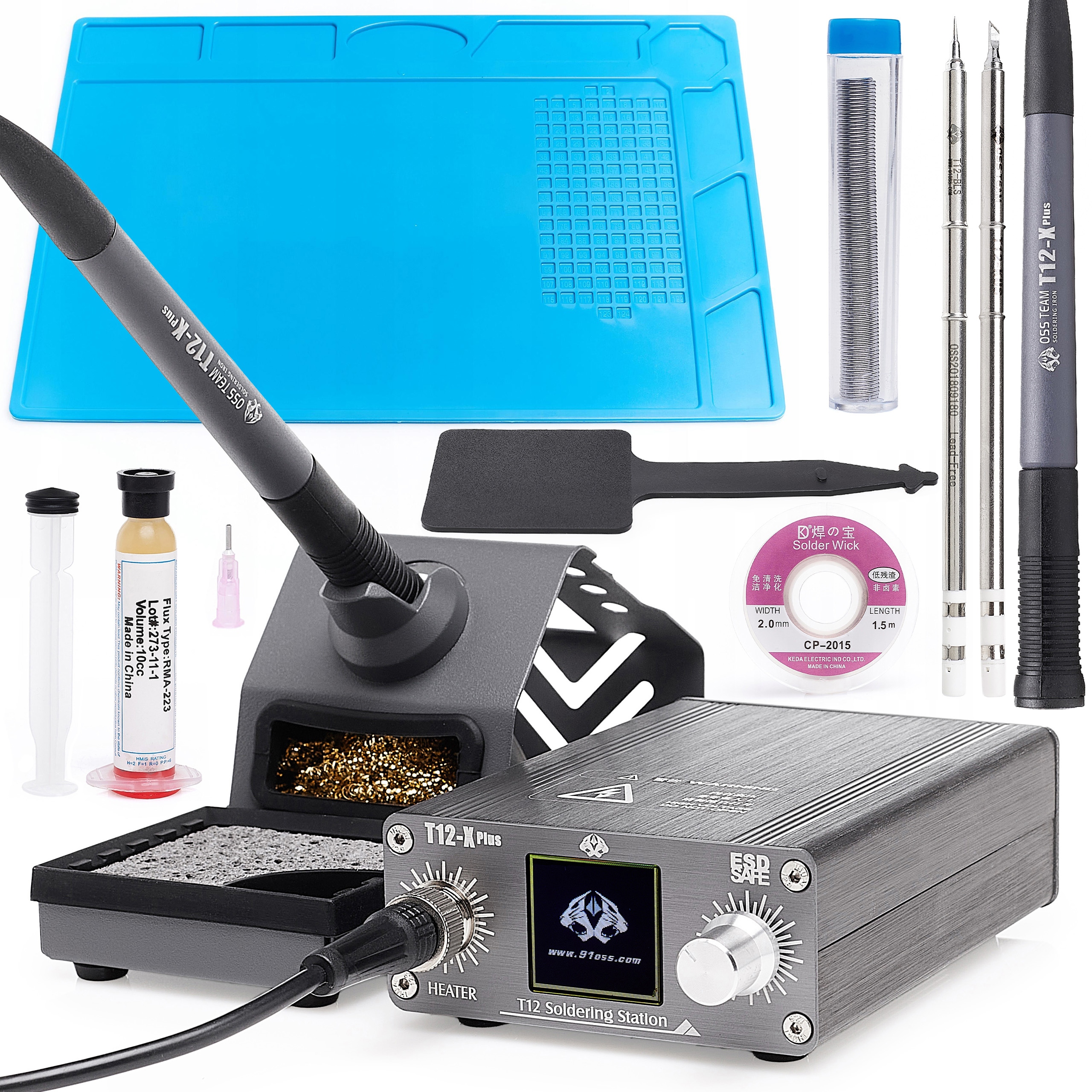 Přesná Pájecí Stanice Oss T12-X Plus Sada 2 Hrotů Tavidlo