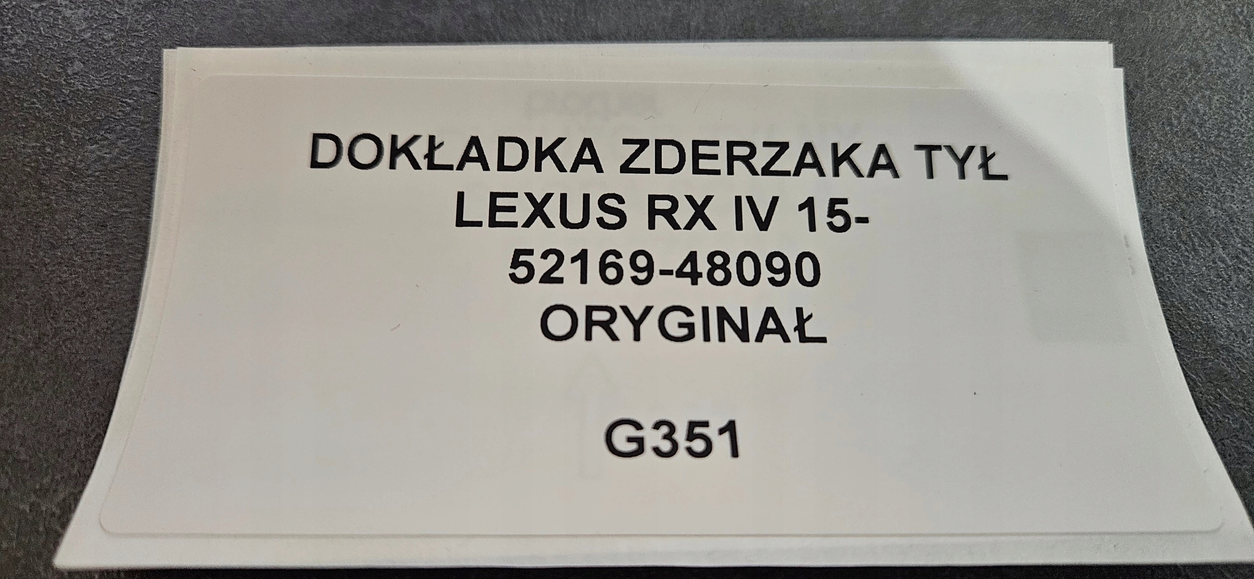 accessori Paraurti posteriore LEXUS RX IV 15- 52169-48090 Originale