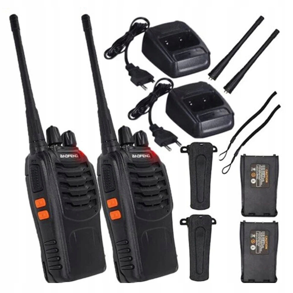2X Walkie Talkie, BF-88E krótkofalówki, 5KM, 16 kanałów, Vox, Led