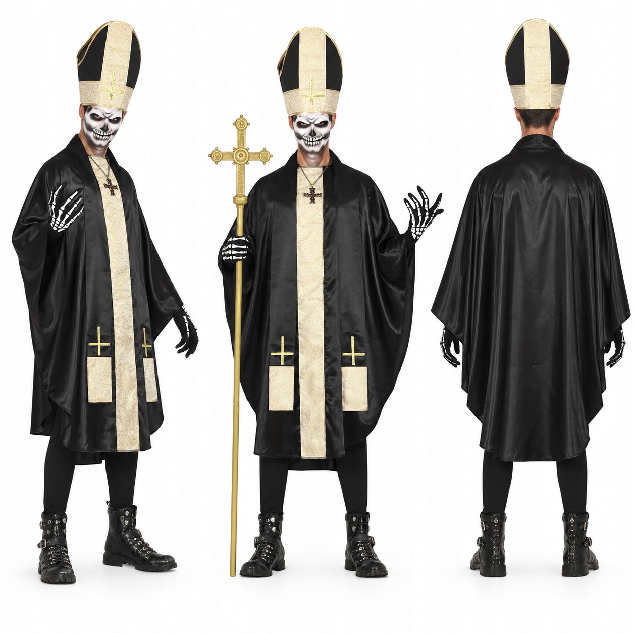 Kostým Démonický Kostým Papež Temný Duchovní Kněz Halloween 52-54 (L)