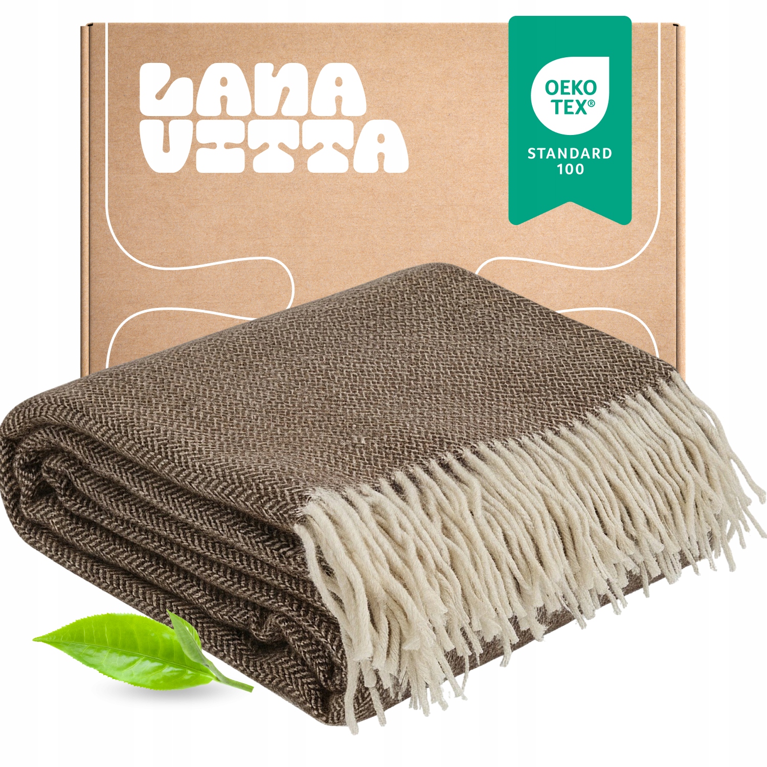 Vlněná deka Rendezvous 100% vlna Přehoz na postel Pled Hnědá 150 x 200 cm