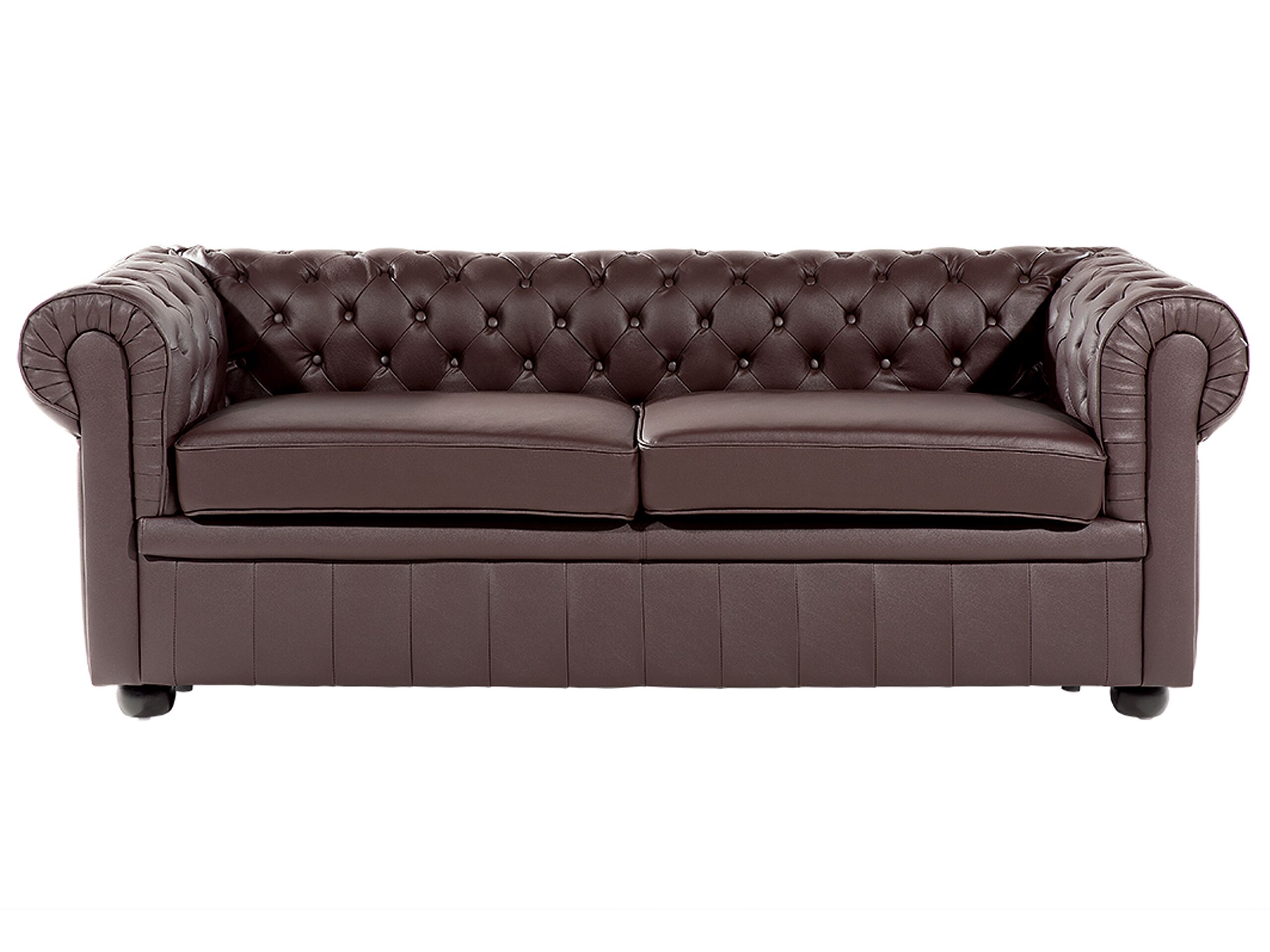 Sofa kanapa chesterfield skóra brązowa