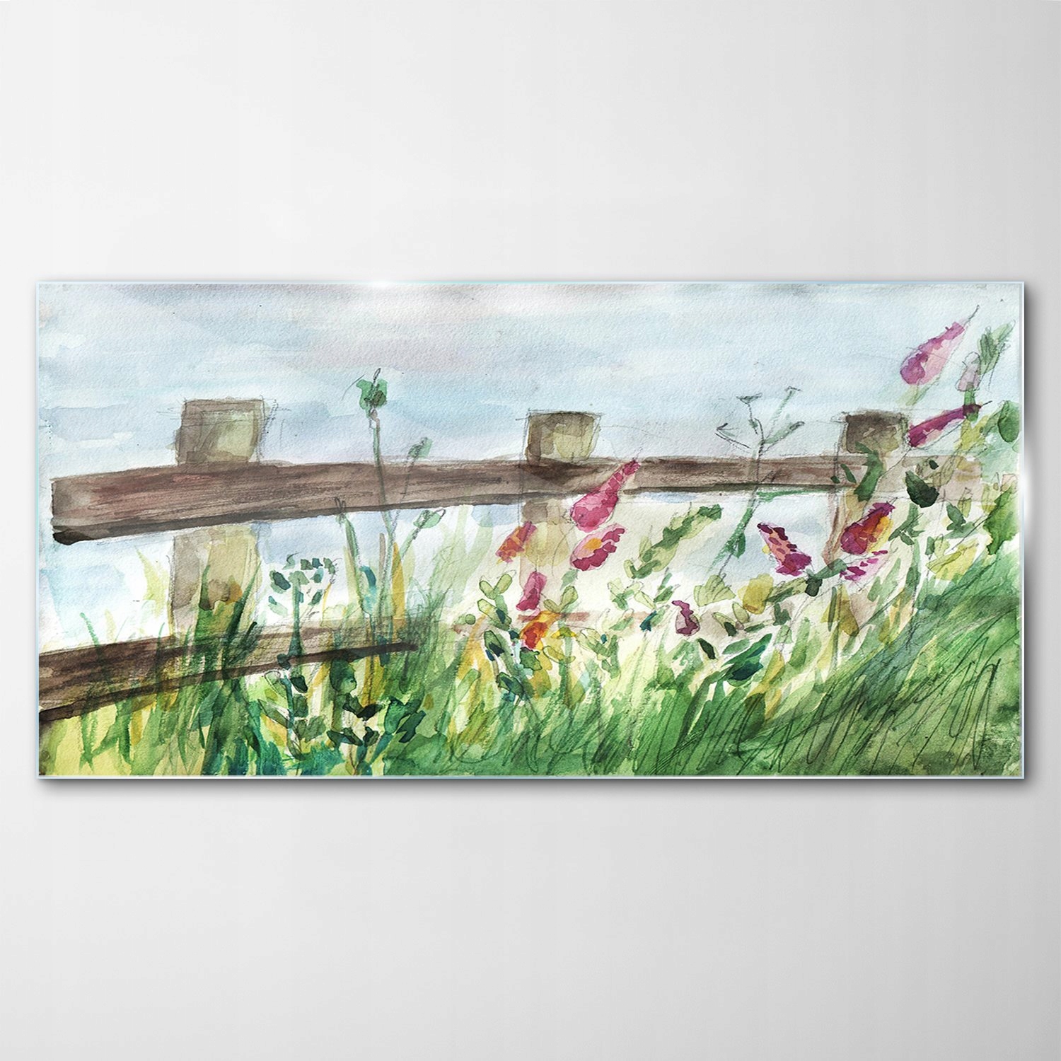 

Obraz na Szkle Dekor Akwarele Pole Kwiaty 100x50