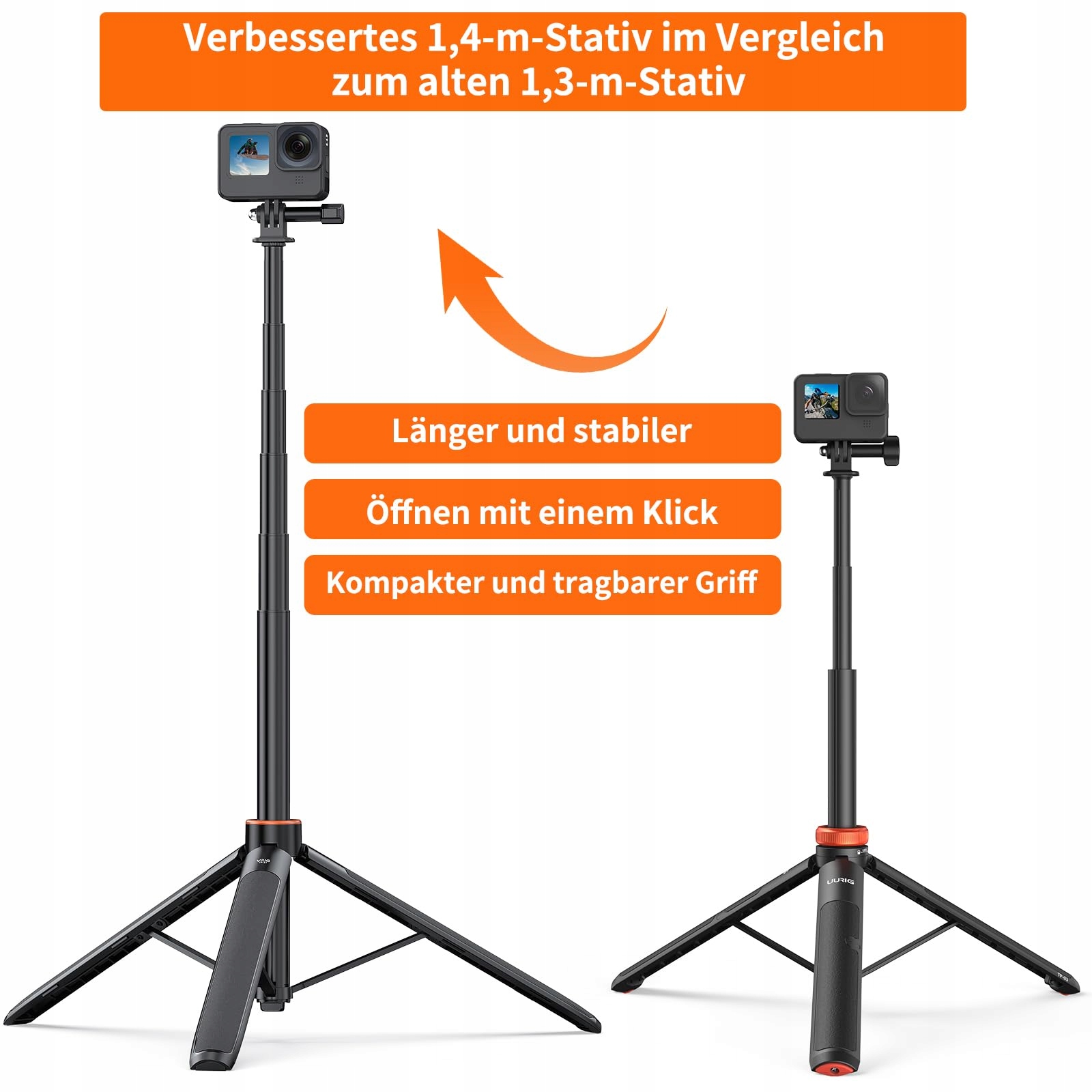 VRIG Statyw TP-21 140cm Lekki Teleskopowy Do Selfie Insta360 Kamera Akcji — miniatura 5