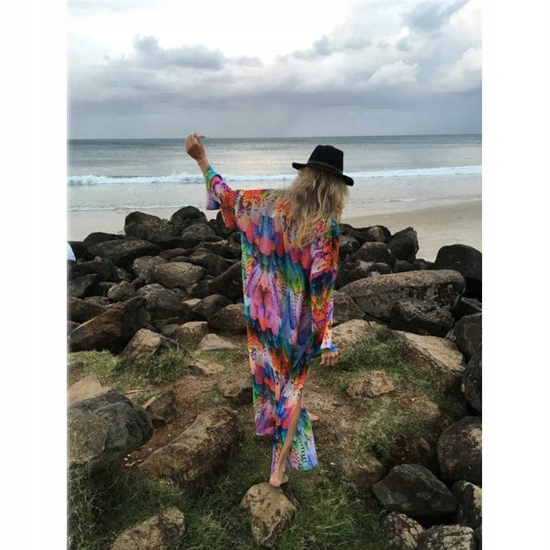 TUNIKA plażowa DŁUGA pareo kolorowa NARZUTKA boho Płeć kobieta