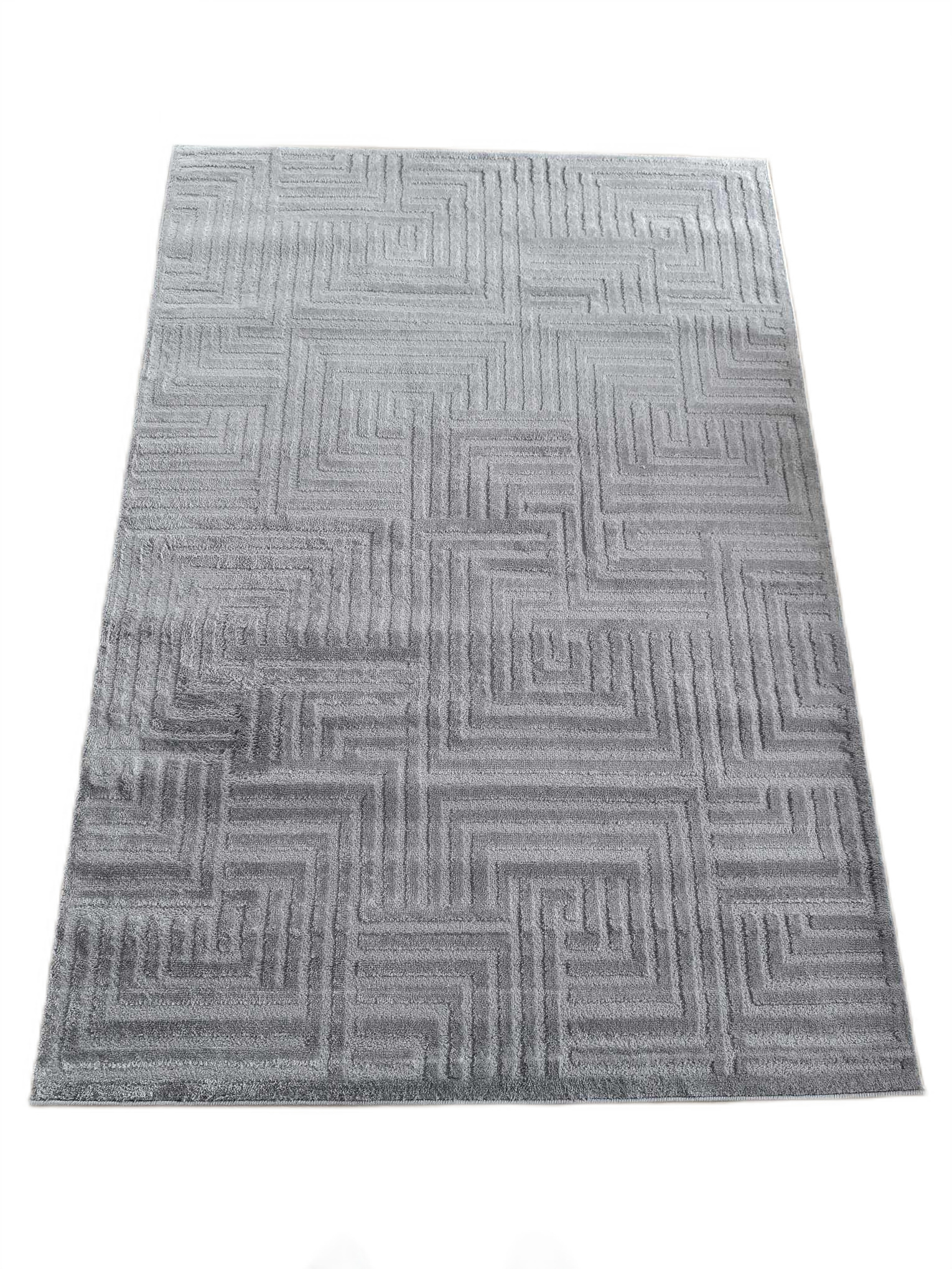 Moderný plyšový koberec 160 x 230 cm s krátkym mäkkým vlasom, farba šedá