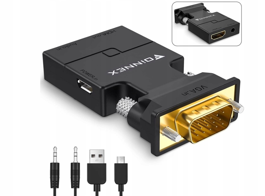 PRZEJŚCIÓWKA ADAPTER FOINNEX VGA DO HDMI + AUDIO