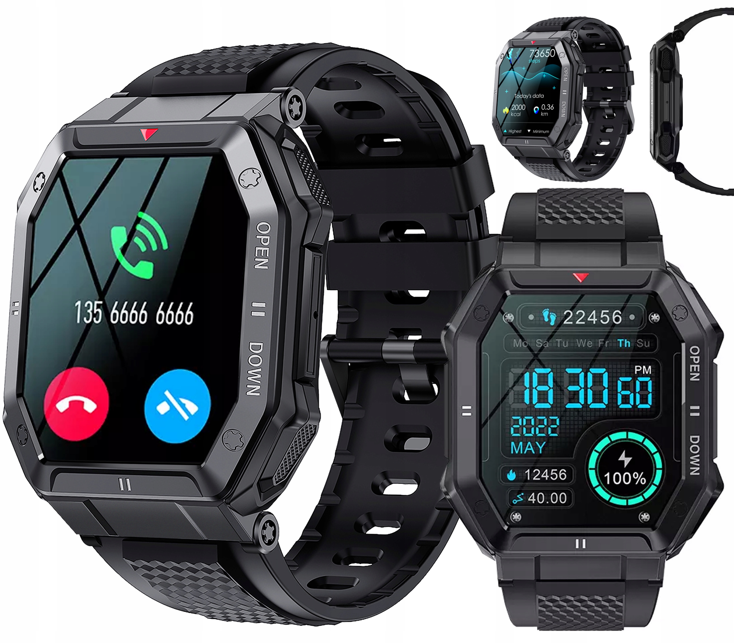 

Wielofunkcyjny Smartwatch Męski Militarny Rozmowy