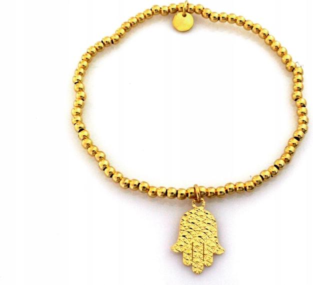 Stříbrný náramek 925 pozlacený z kuliček ruka Fatimy r19 elegantní, módní