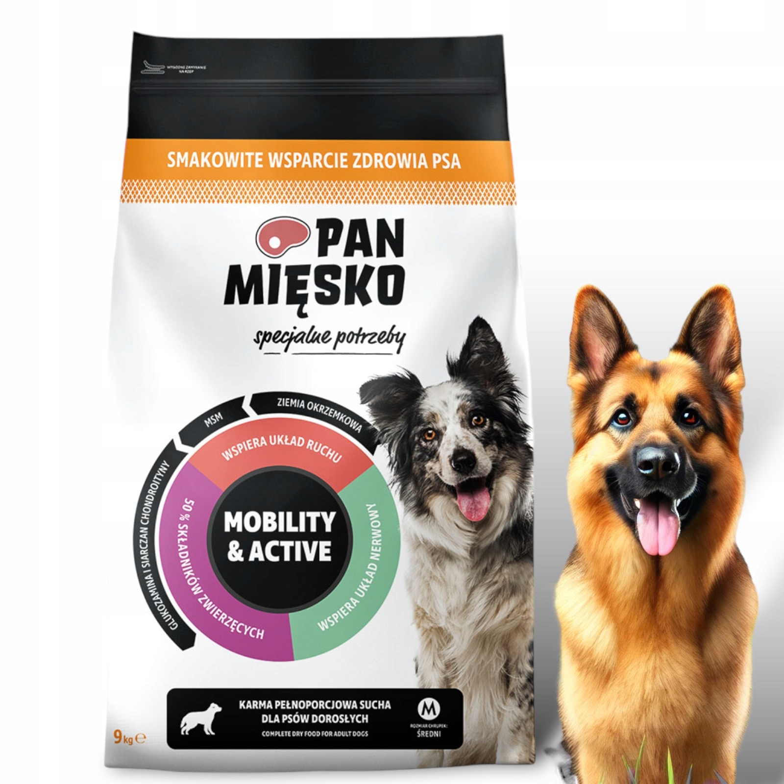 Levně Pan Mięsko Mobility & Active Krmivo suché pro psa Vepřové Kachna M