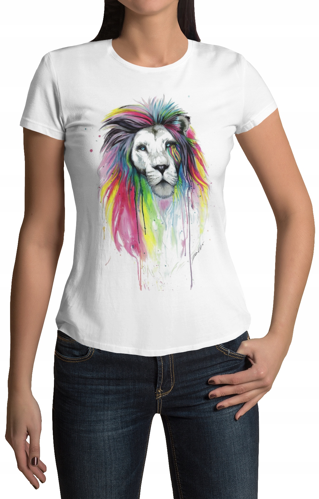 

Koszulka Damska T-shirt XL Kolorowy Lew - Wzory!!
