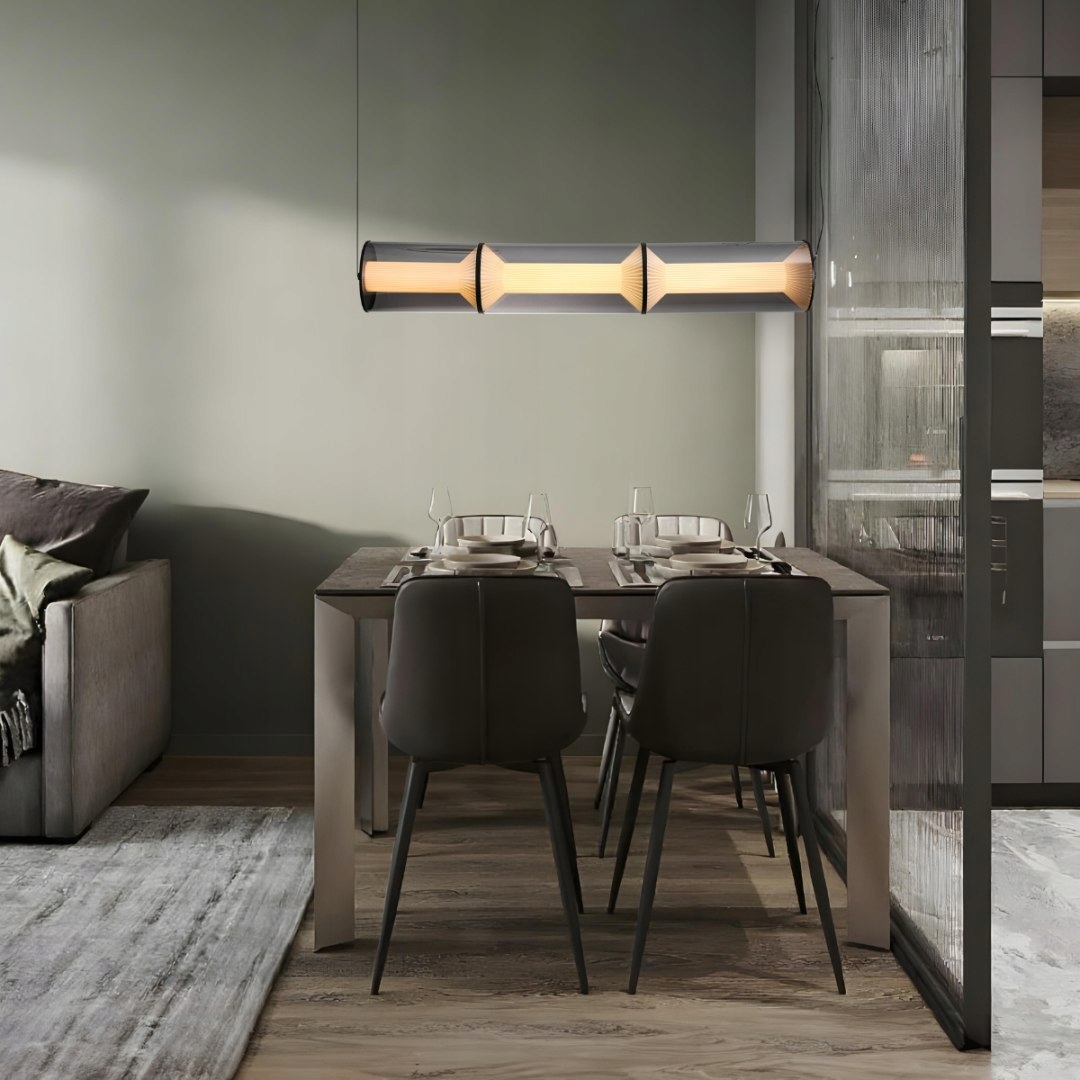 Moderní lampa nad stůl lišta Aeris 3 černá Led kulatý trám jídelna