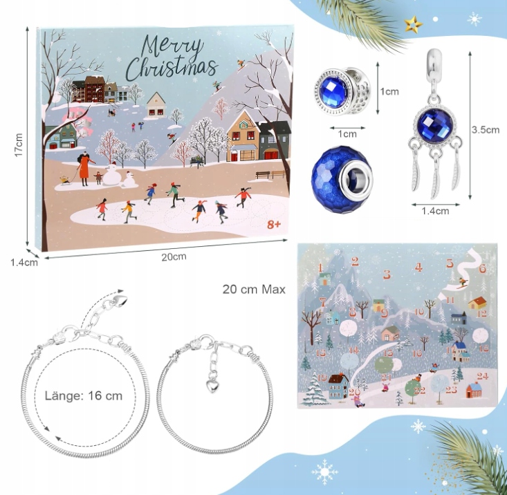 Adventní Kalendář Náramky Přívěsky Šperky 24 Dní Vánoce