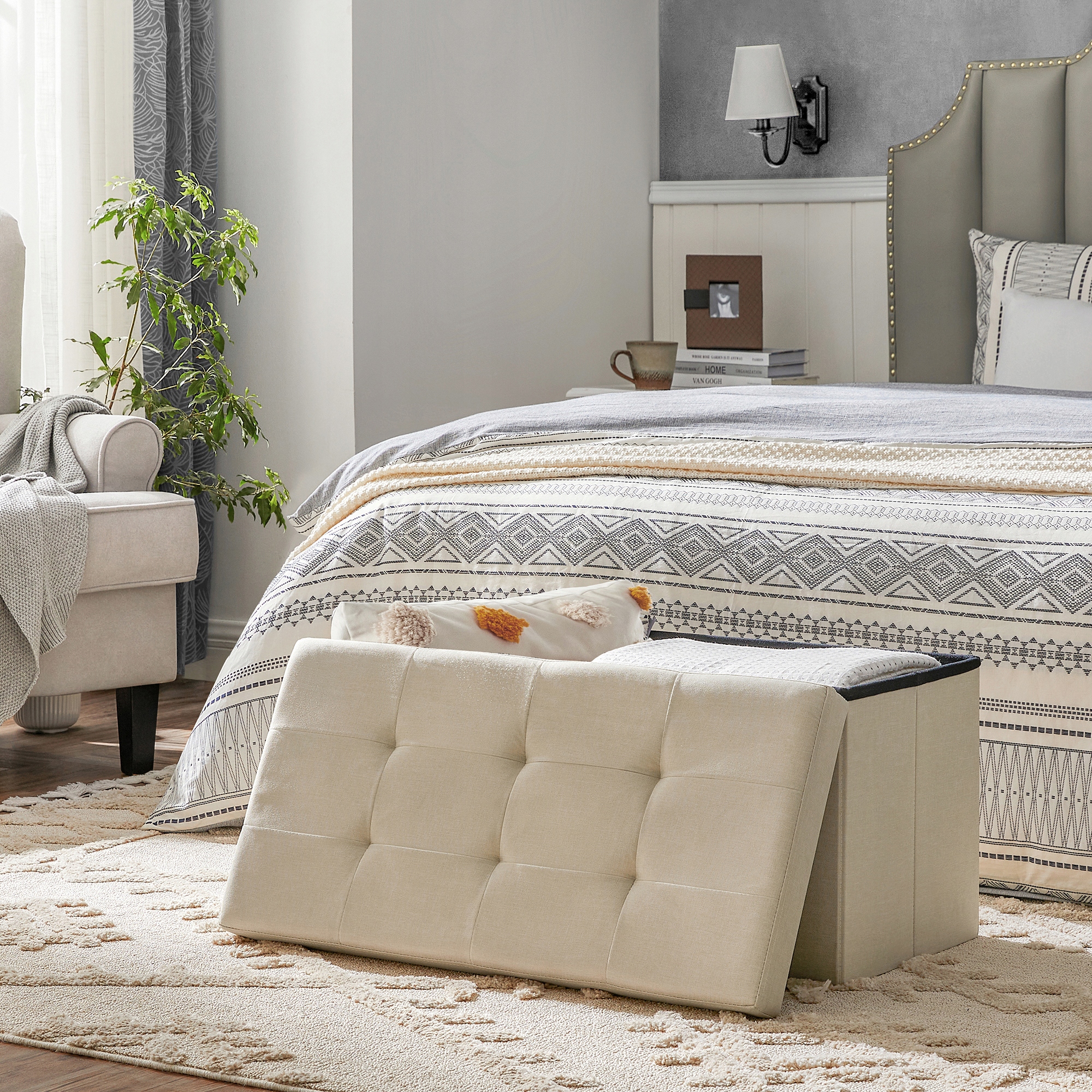 Składana Pufa Skrzynia Pojemnik Ława ze Schowkiem Materiał korpusu płyta MDF