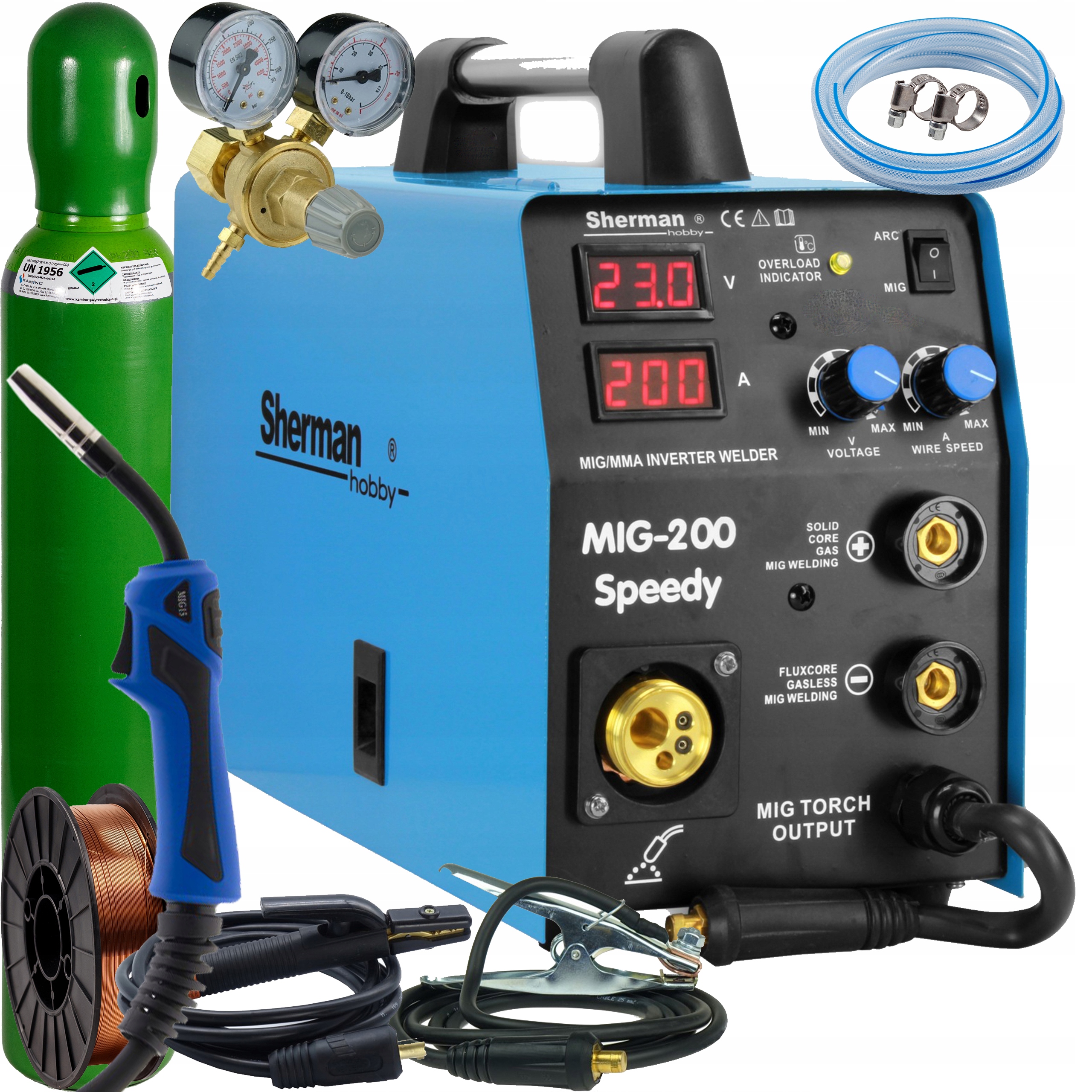 Spawarka Mig Mag 200A Mma Sherman Migomat 230V Speedy Mig 200 zestaw 4
