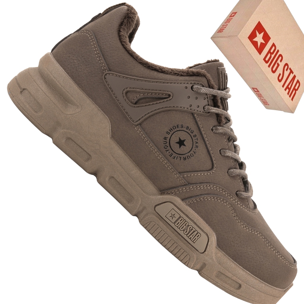 Big Star OO174580 półbuty zimowe męskie ocieplane sneakersy brązowe