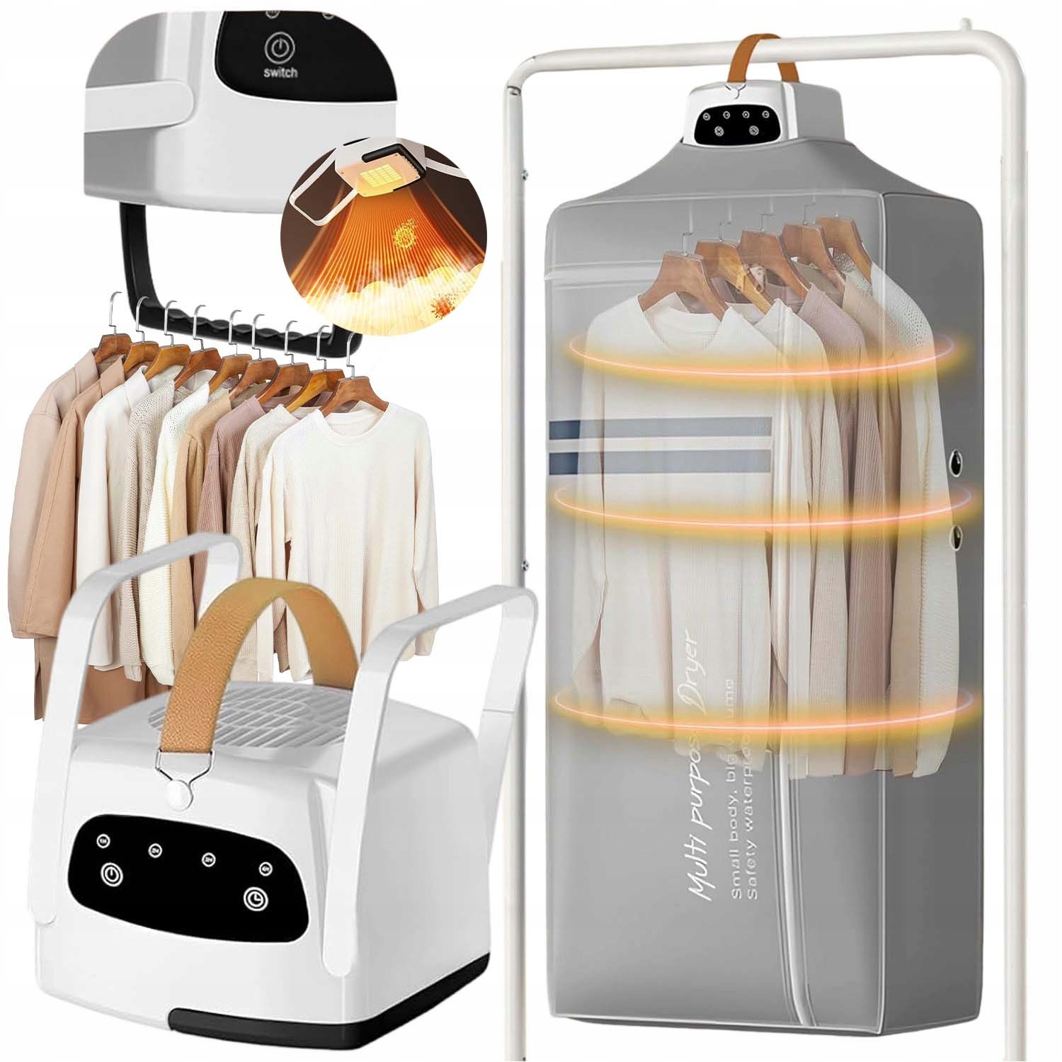 Levně Elektrická Sušák Na Prádlo Rychleschnoucí Cyklus Sušení 360°ČASOVAČ 600W