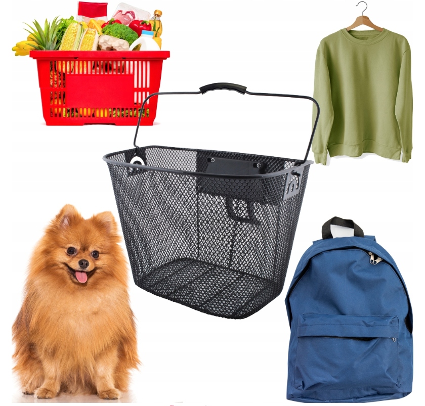 DUŻY KOSZYK NA ROWER METALOWY ROWEROWY KOSZ CLICK Wysokość 25 cm