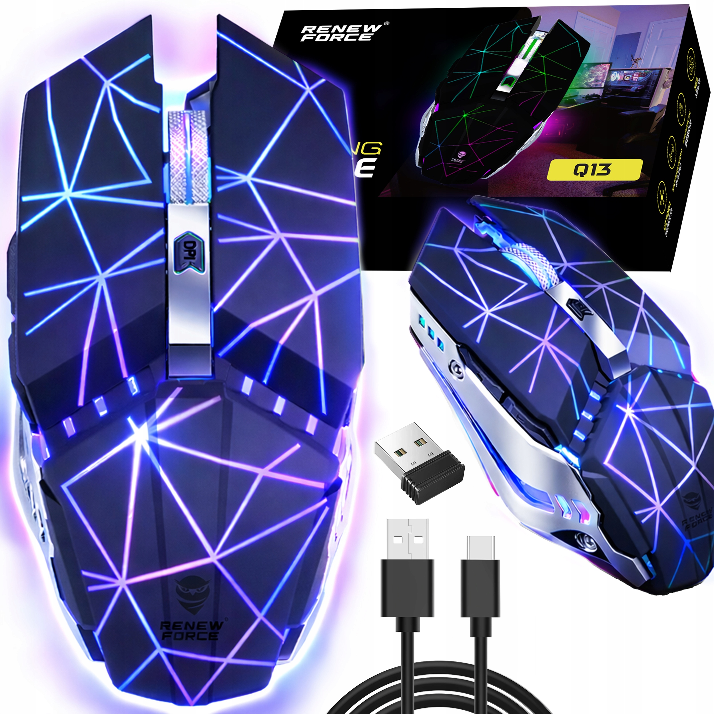 Myszka bezprzewodowa Renew Force Q13 sensor laserowy