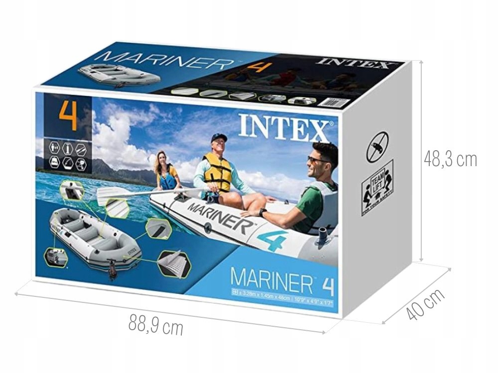 Ponton Mariner 4 osoby osobowy Intex Pompka + Wiosła 68376 MODEL 2024 Model 68376