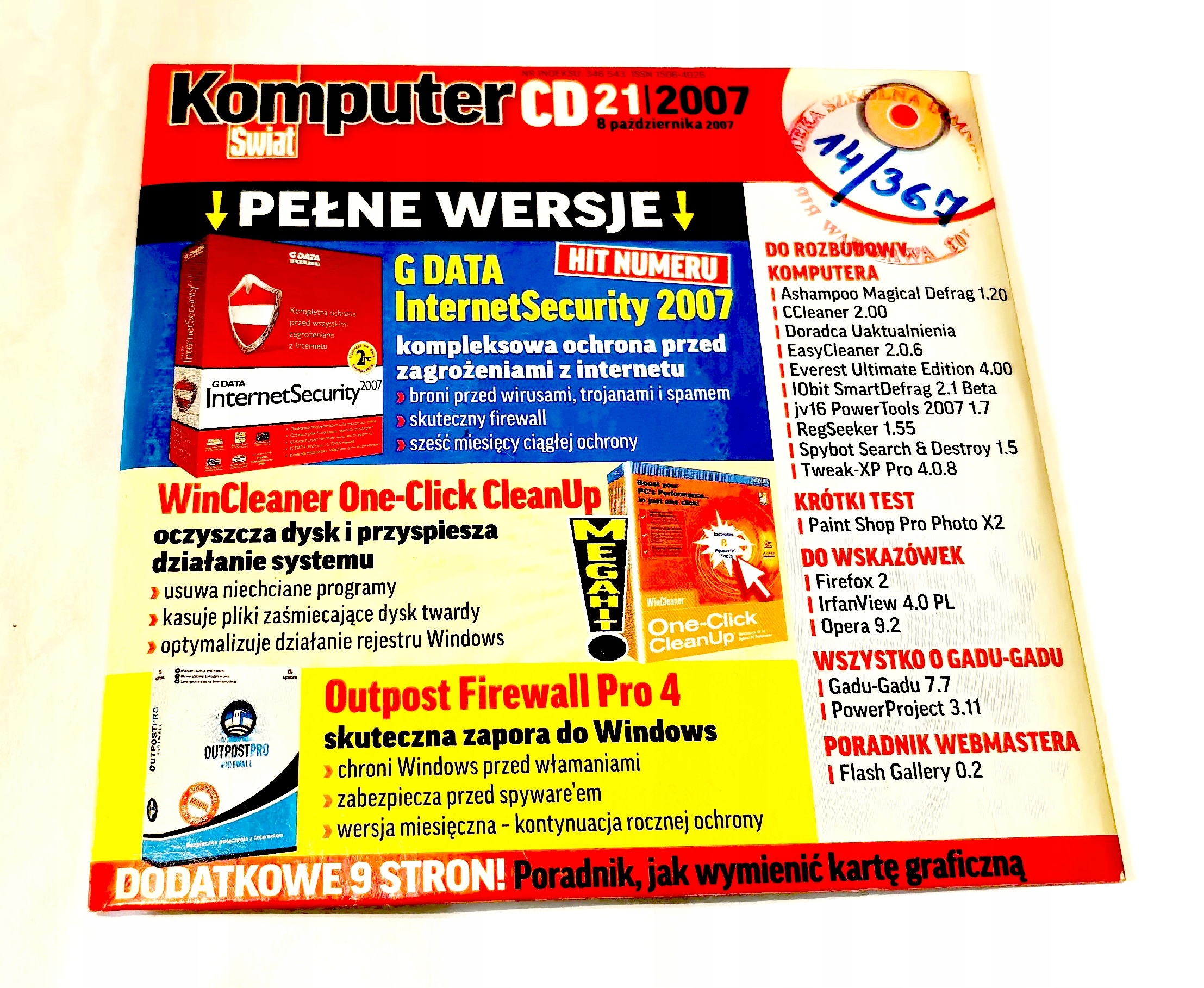 PŁYTA Z CZASOPISMA KOMPUTER ŚWIAT CD 21/2007 8 PAŹDZIERNIKA 2007