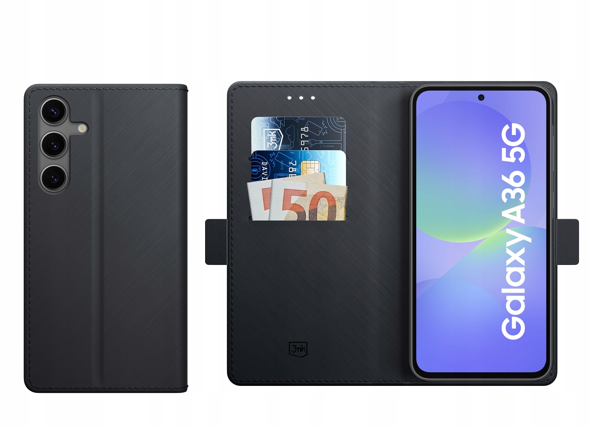 3mk Wallet Case Pouzdro pro Samsung Galaxy A36/A56, černé