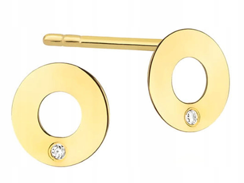 Zlaté náušnice 585 celebritní kroužky s diamanty na tyči jako dárek 14k