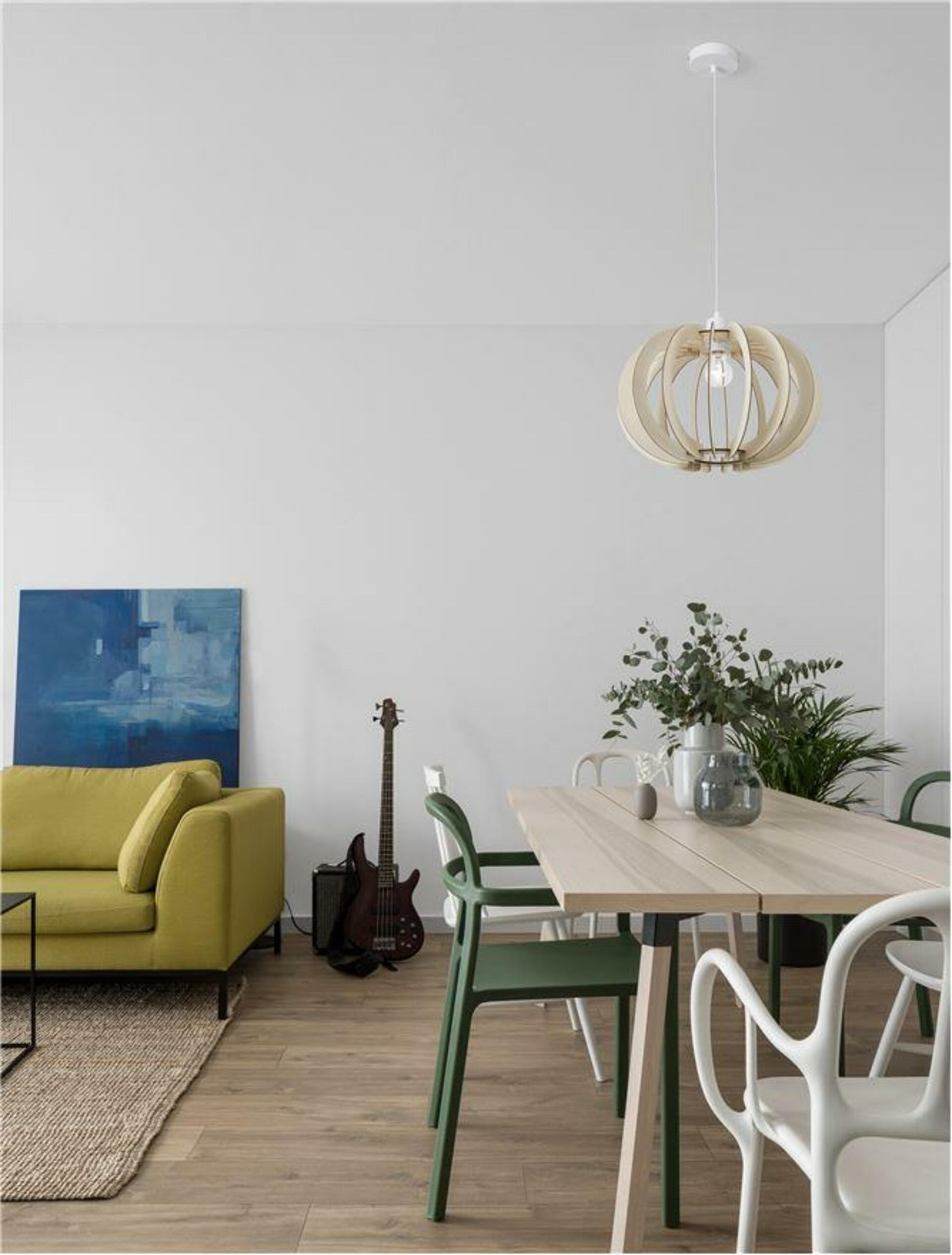 Nova Luce závesné svietidlo Ottoline biely kov prírodné drevo E27 1x12W 230V