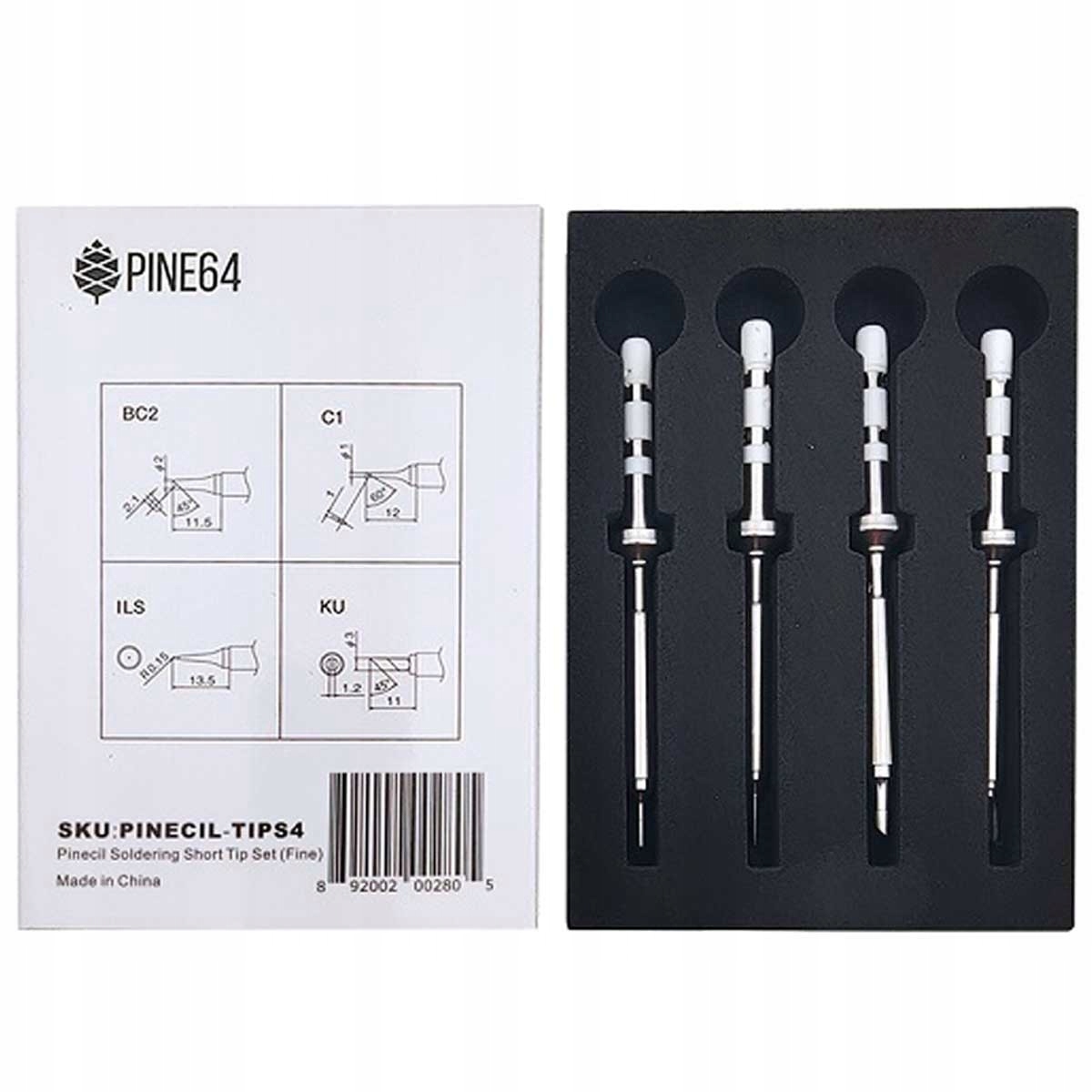 Sada 4 pájecích hrotů pro PINE64 Pinecil V2 krátká délka