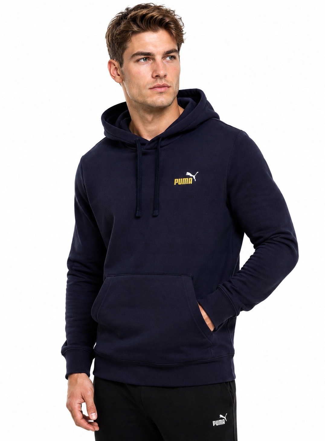 3463 Pánská Mikina Puma Klokanka S Kapucí Sportovní Bavlněná Tmavě Modrá XL