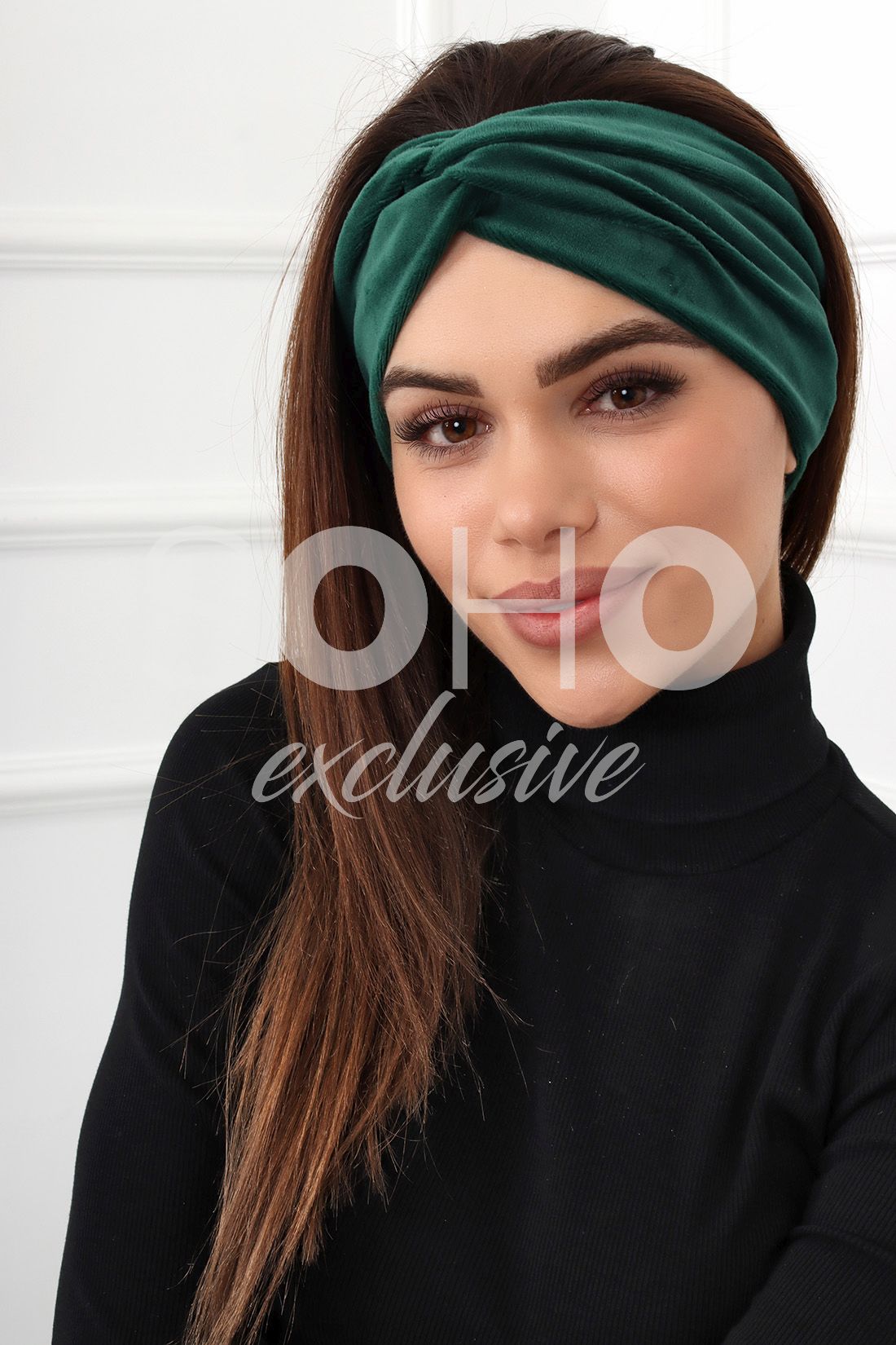 OPASKA DAMSKA NA GŁOWĘ USZY TURBAN WĘZEŁ PRZEPLATANA KOBIECA WELUR KOL 2389 Marka bez marki