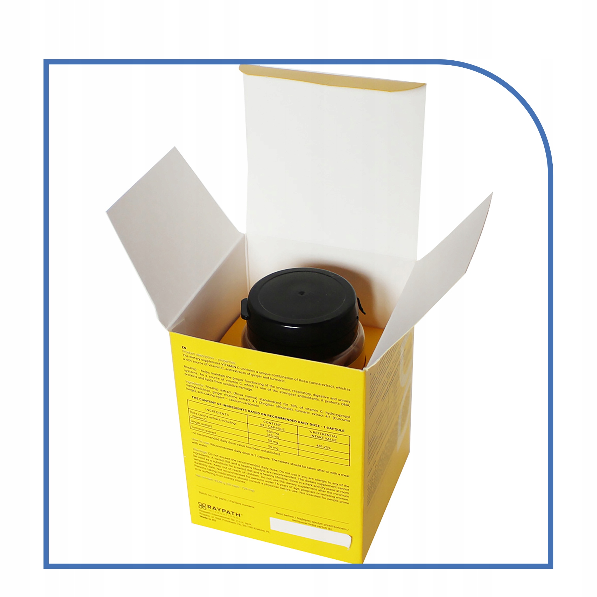 Raypath suplement Diety WITAMINA C 60 kapsułek Kurkuma Imbir Dzika Różas Nazwa Witamina C