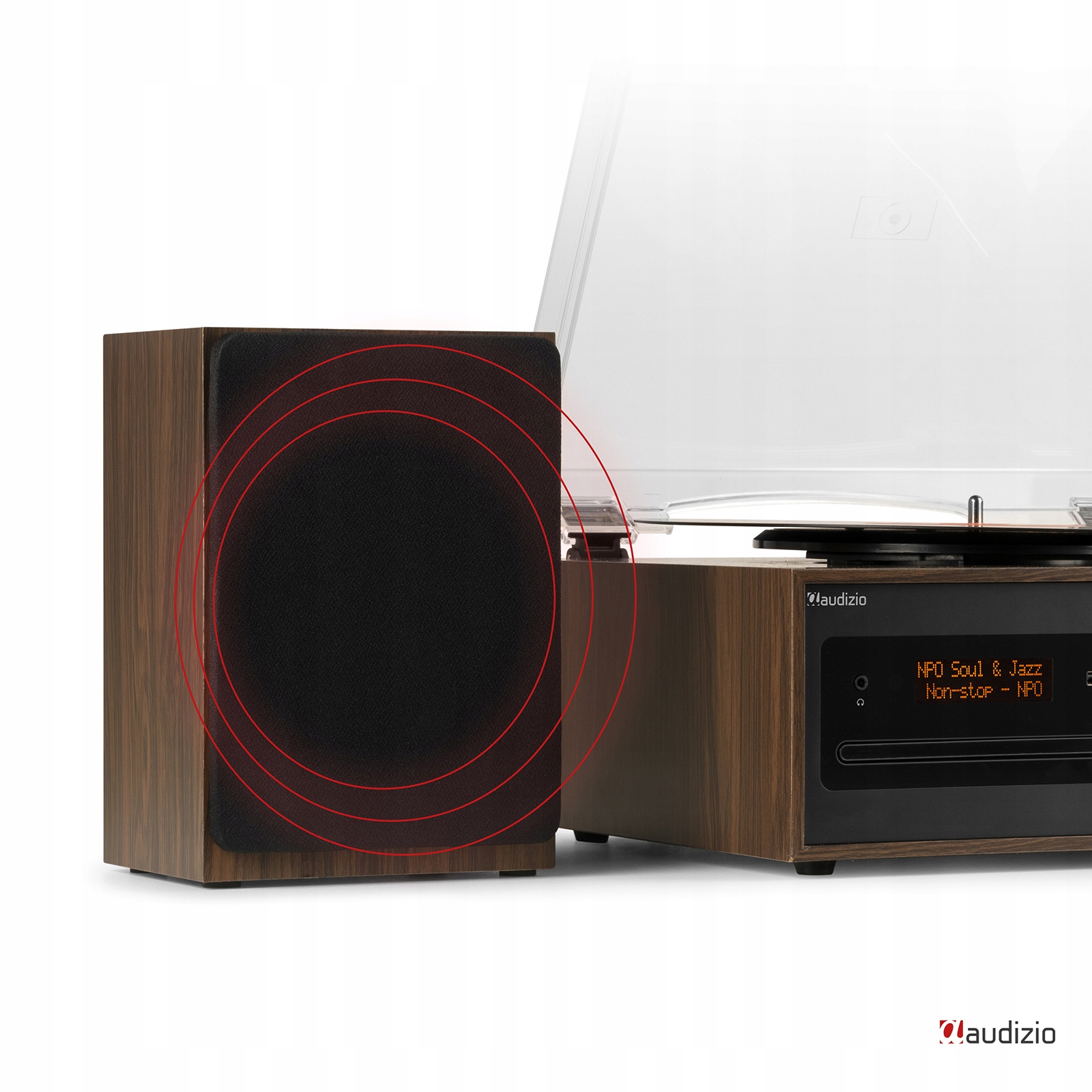 Gramofon retro Boston odtwarzacz CD USB radio DAB głośniki pilot Audizio Złącza AUX USB