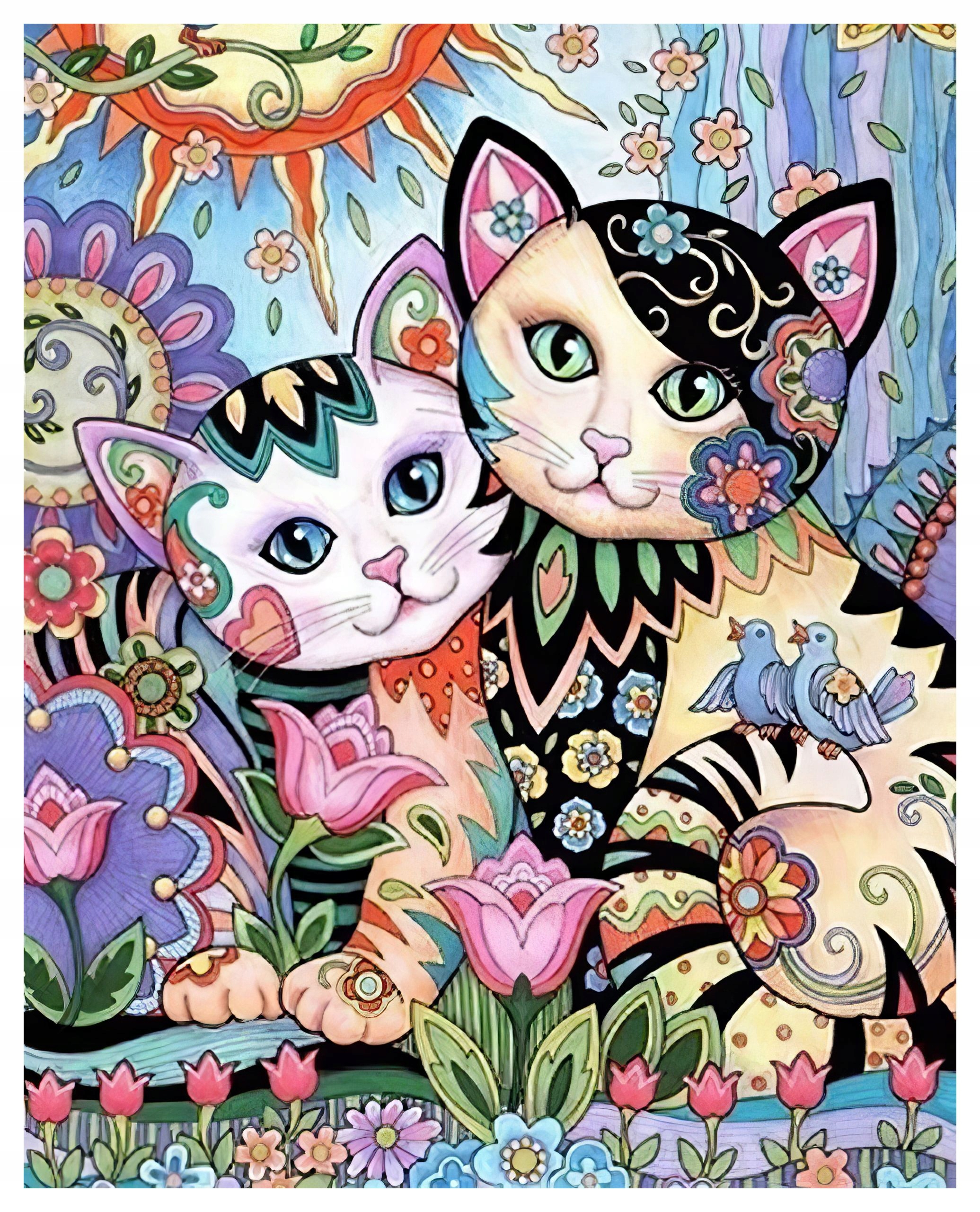Diamantová Výšivka Diamond Painting Mozaika Malované Kočičky 45x60 cm Sada 5D