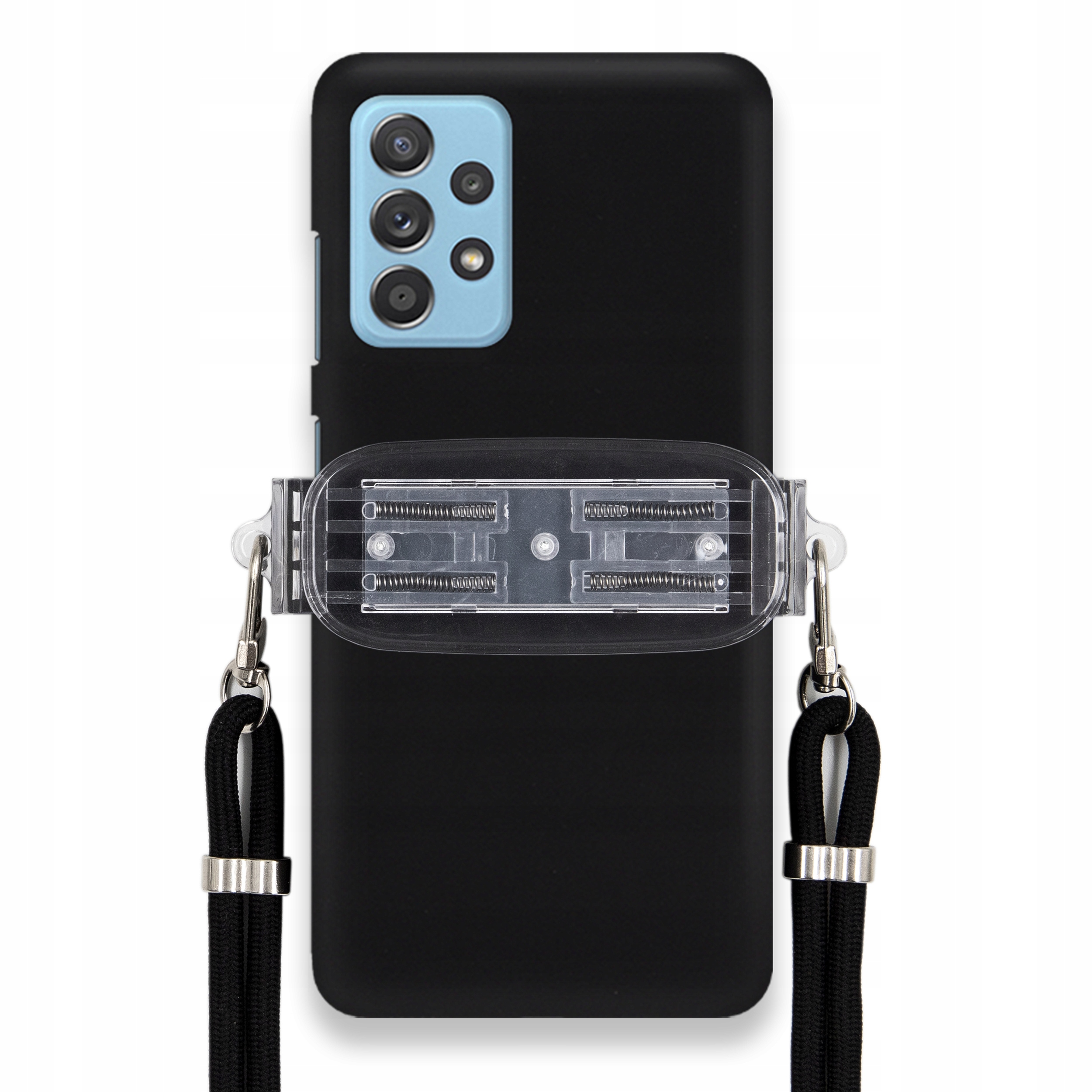 Puzdro Pre Samsung A33 5G Smooth Čierne Puzdro Univerzálny Držiak Čierna Šnúrka