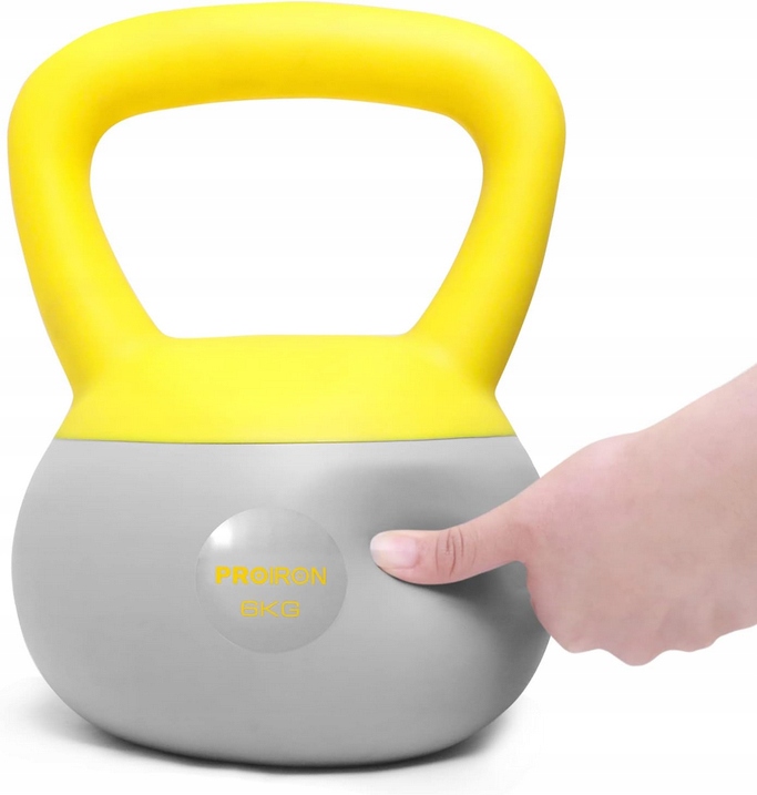 Proiron Kettlebell 6 kg měkký Pvc neoprenový žluto-šedý