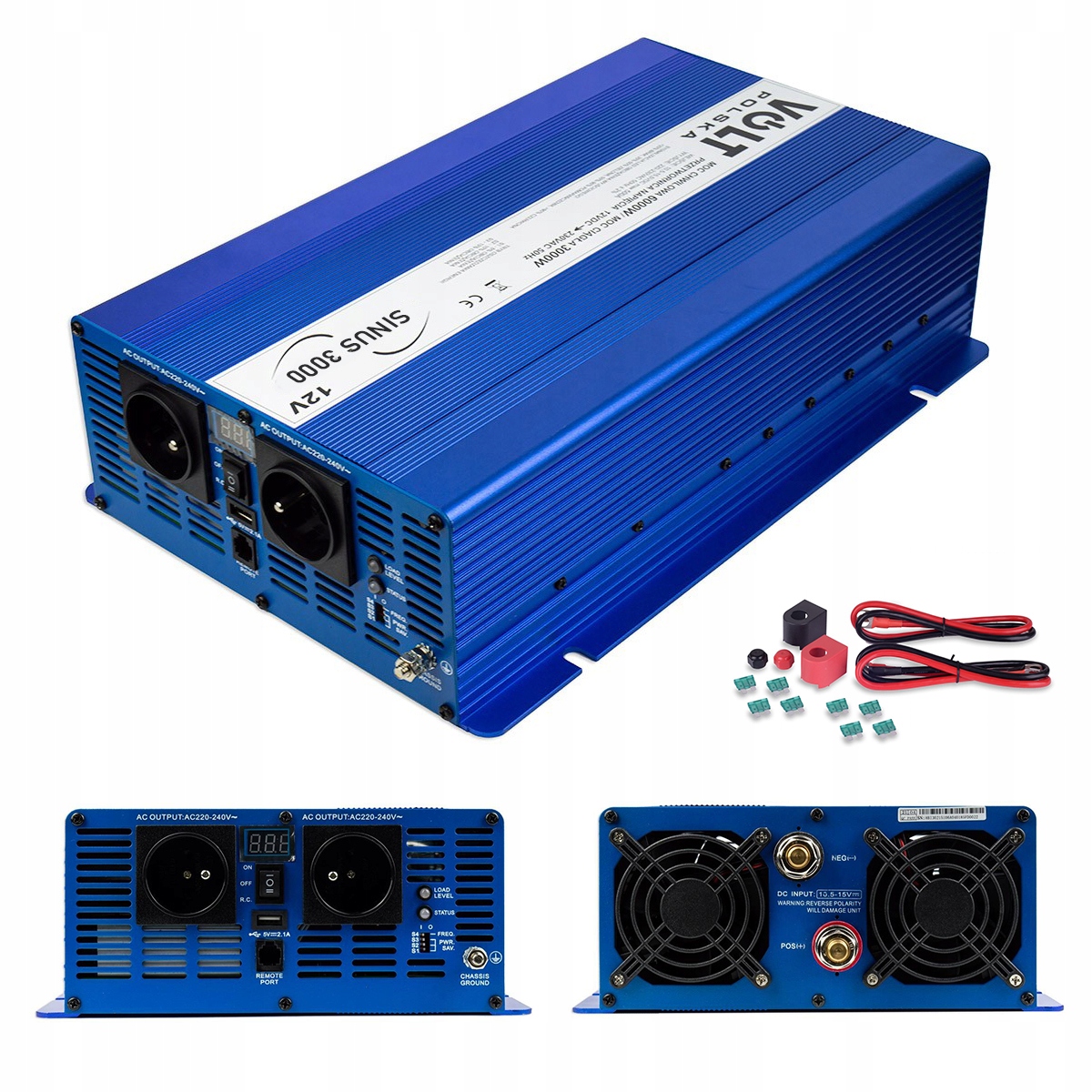 Prevodník Napätia Sinus 12V na 230V 1500W/3000W Kamper Čerpadlá Co Chladnička
